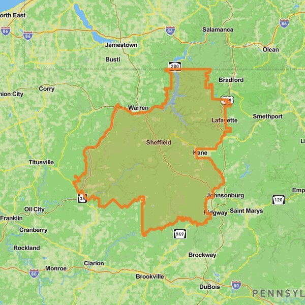 Allegheny National Forest mobile static map