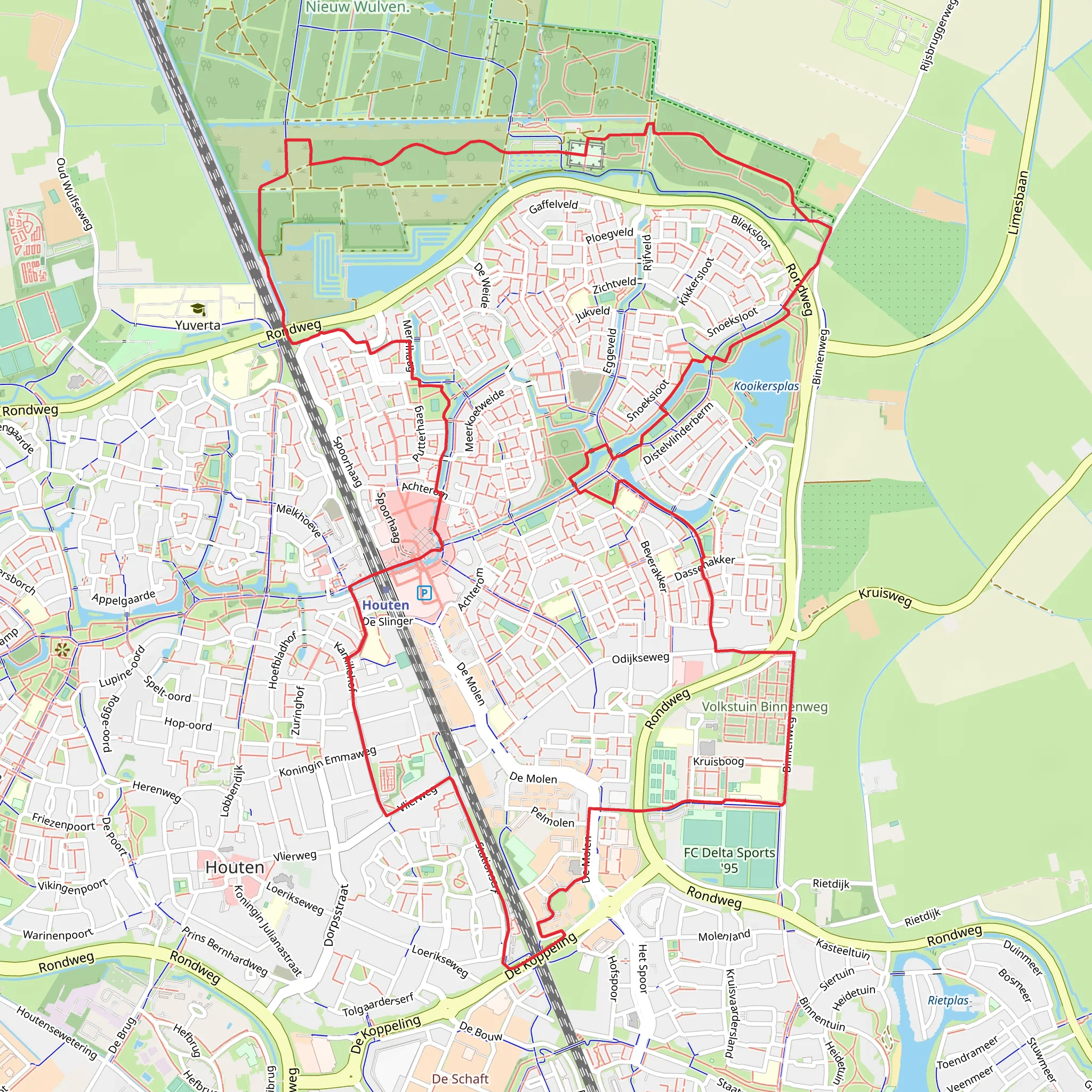 Het Grote Fort and Kooikersplas via Nieuw Wulven and Stationserf mobile static map