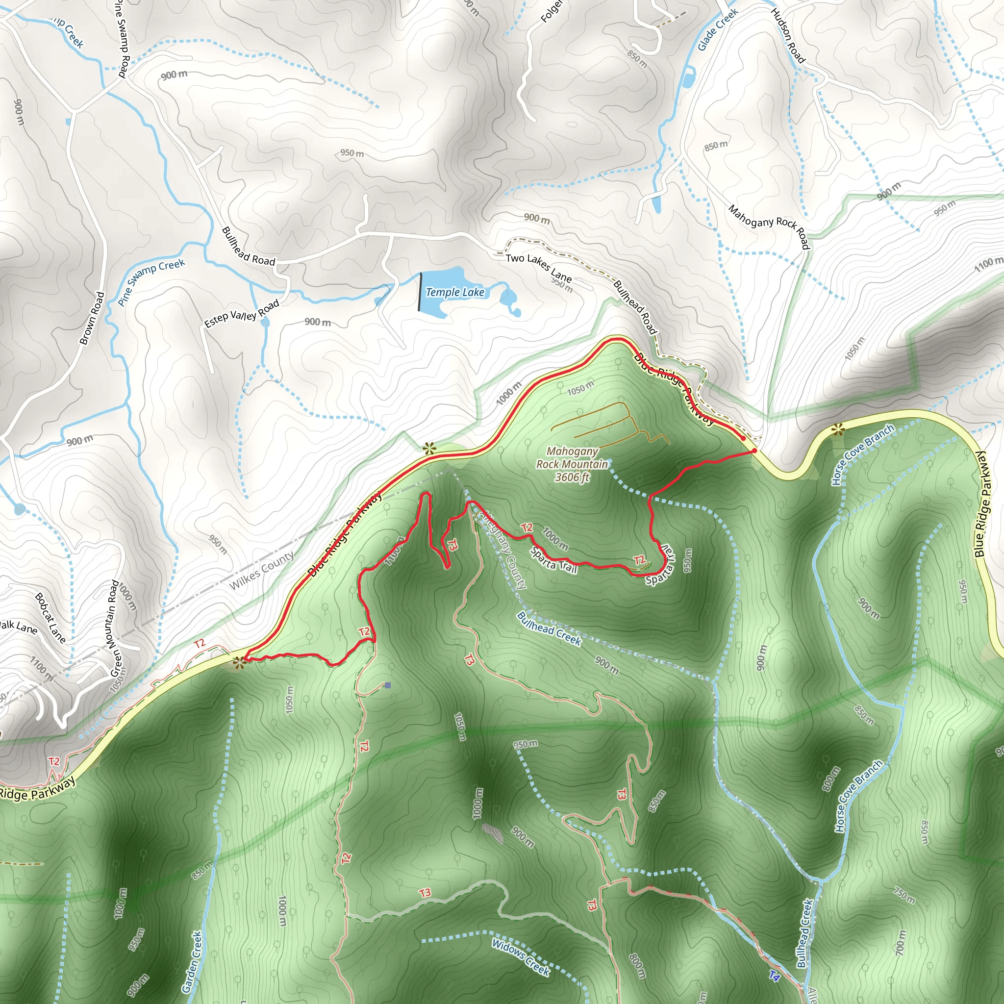 Sparta and Mountain to Sea Loop Trail mobile static map