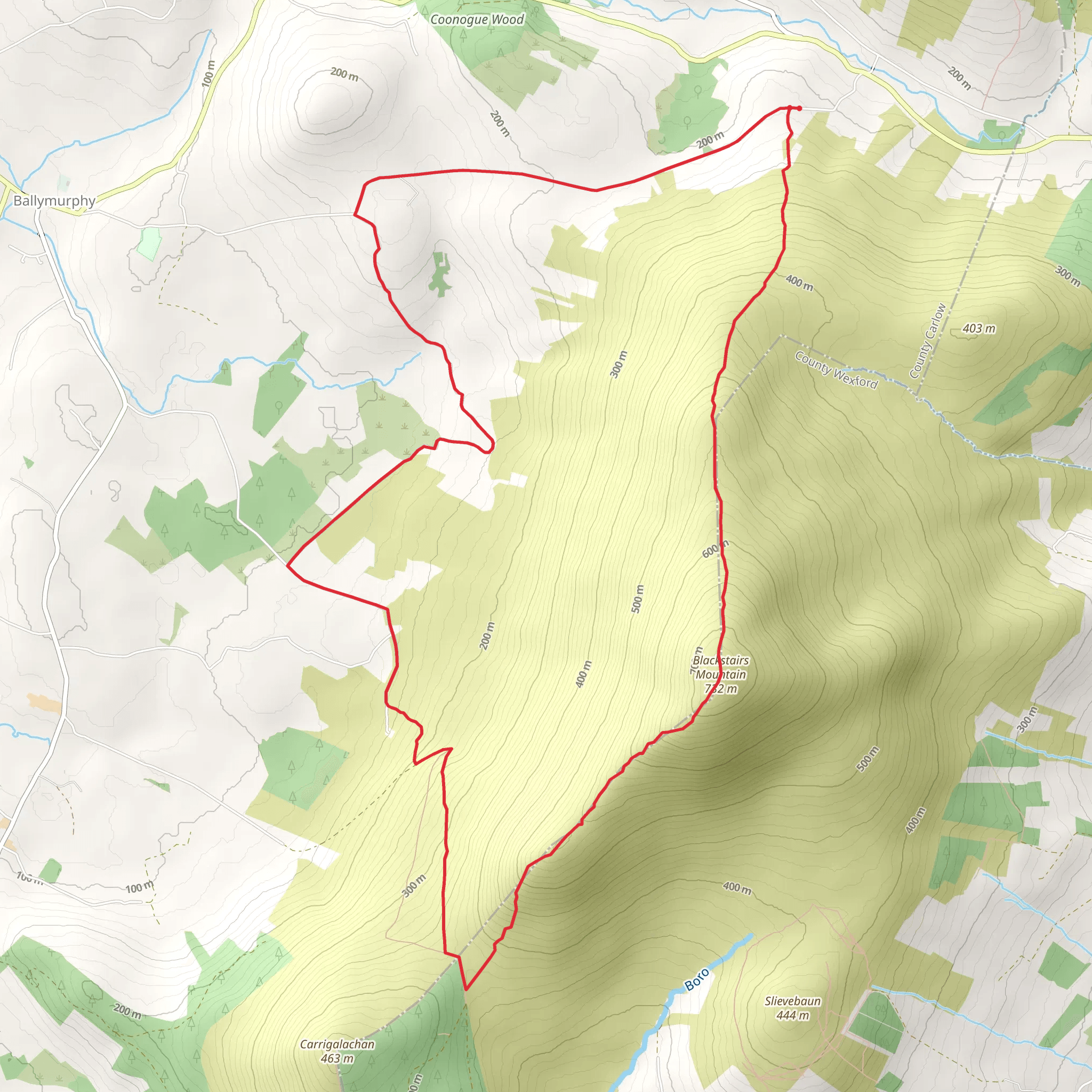 Blackstairs Mountain Loop mobile static map