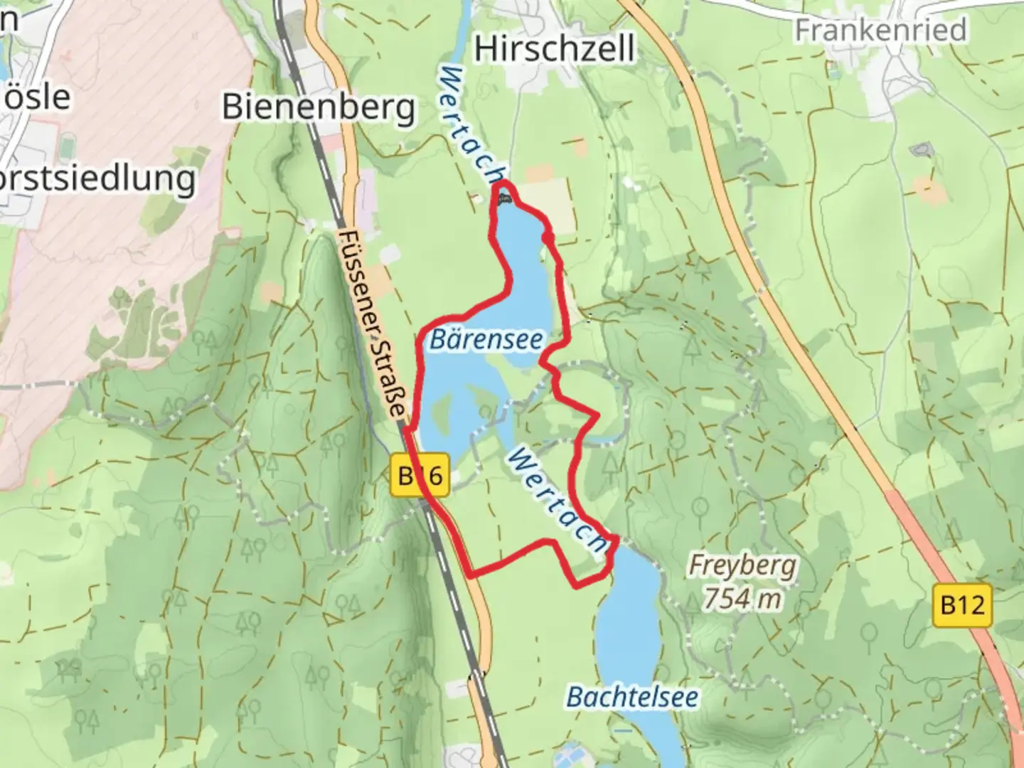 An image depicting the trail Wertach Loop and its surrounding area.