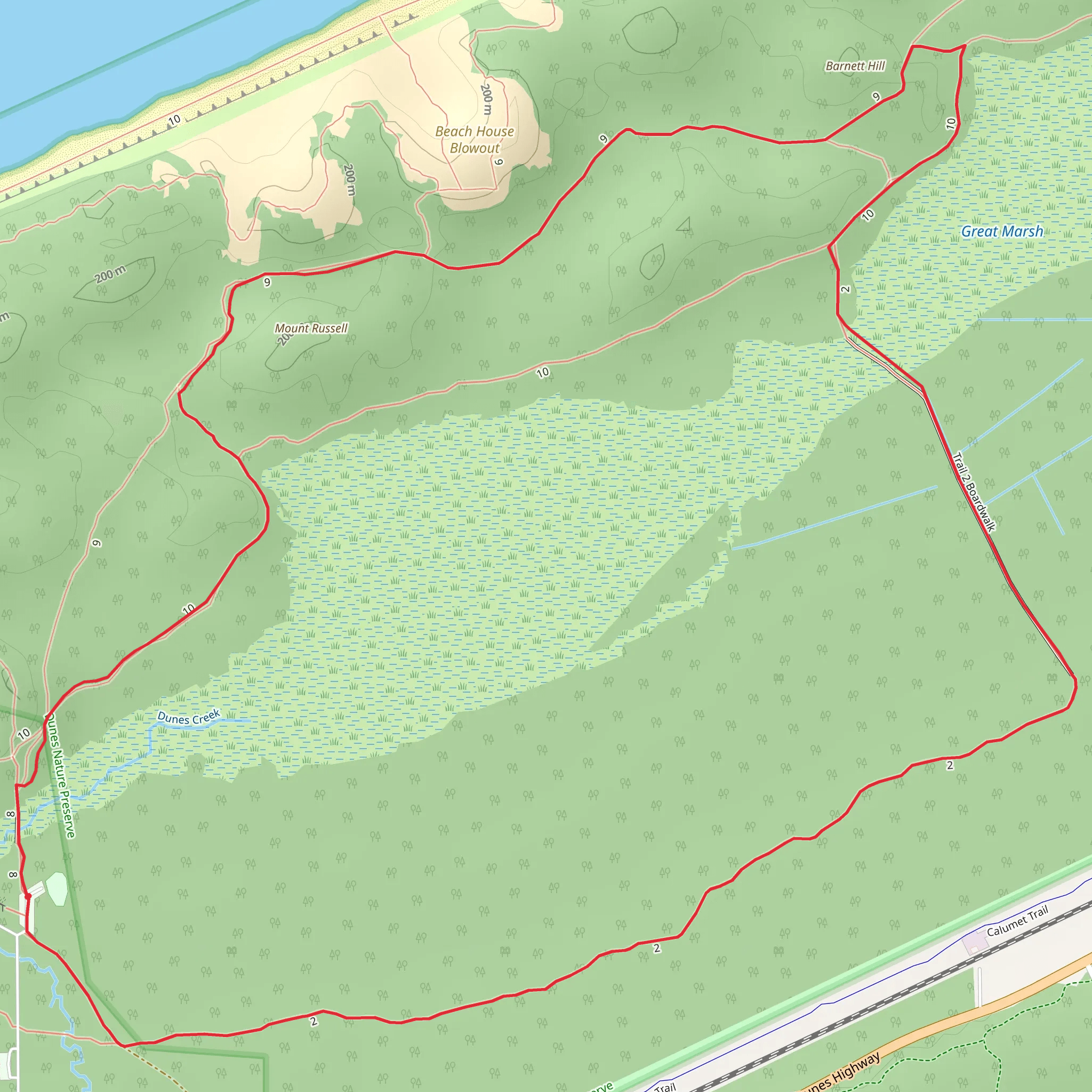 Barnett Hill and Mount Russell Loop via DLT n - Howe Road to Broadway mobile static map