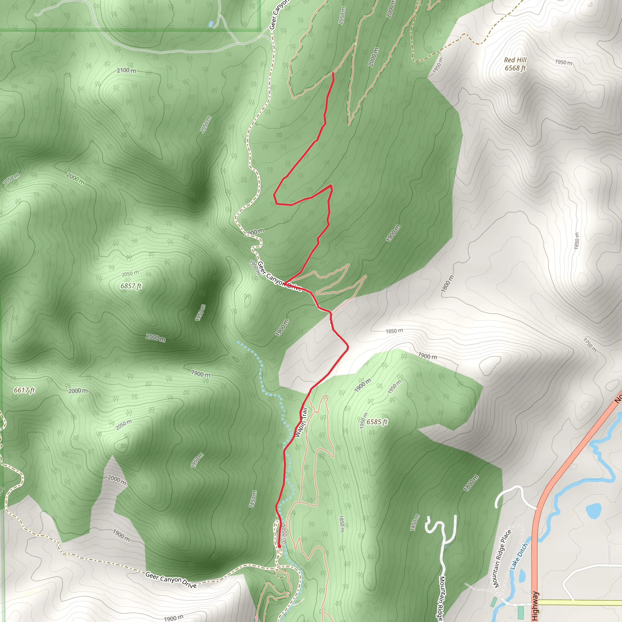 Geer Canyon Drive and Wapiti Trail mobile static map