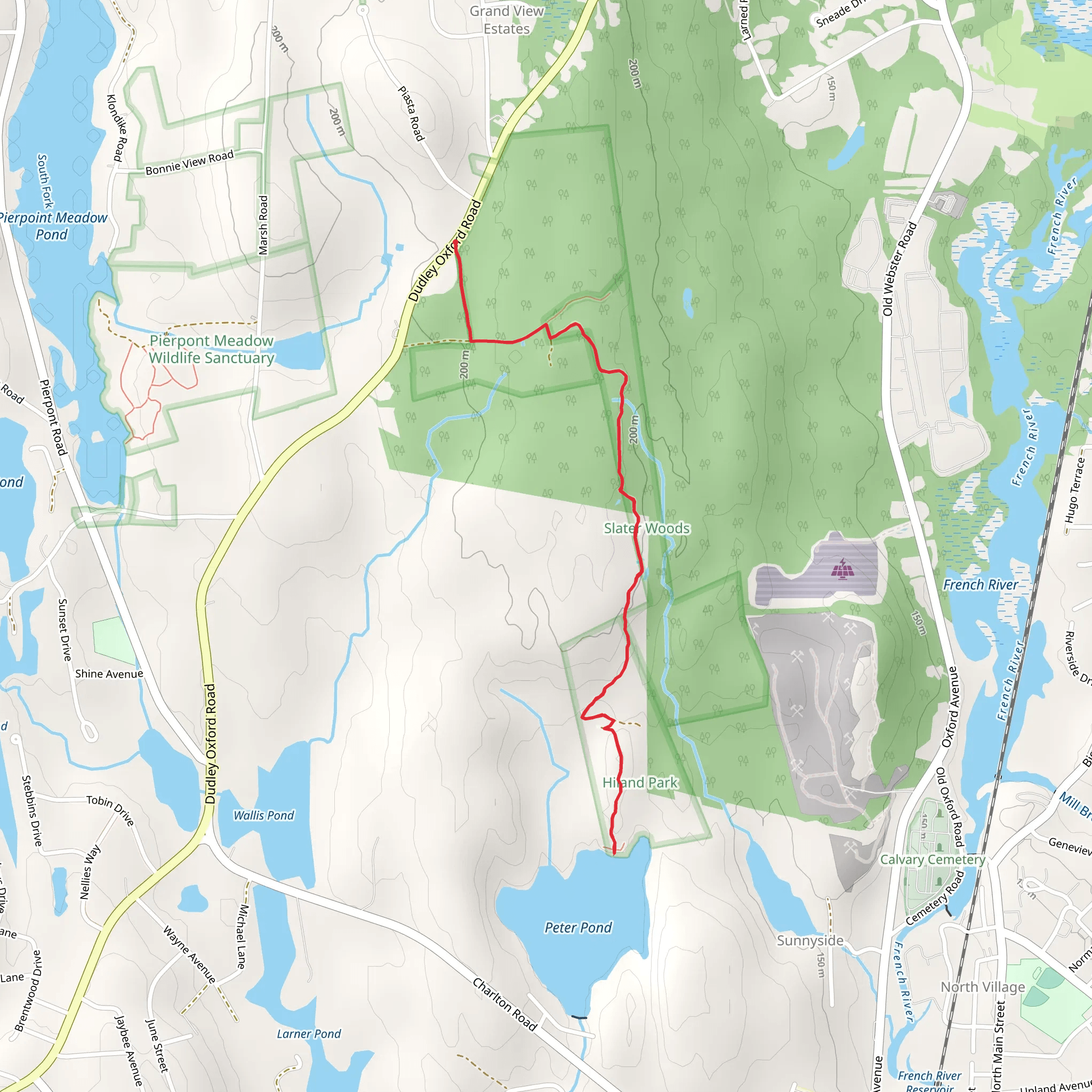 Peter Pond Trail via Dudley Oxford Road mobile static map