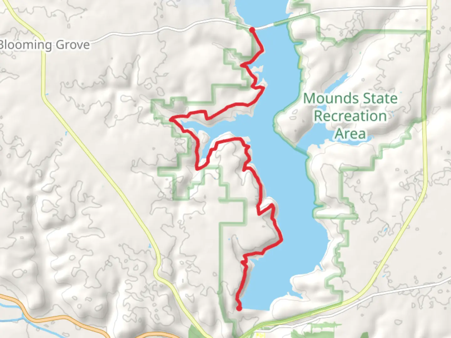 An image depicting the trail Wolf Creek Trail and Battle Point and its surrounding area.
