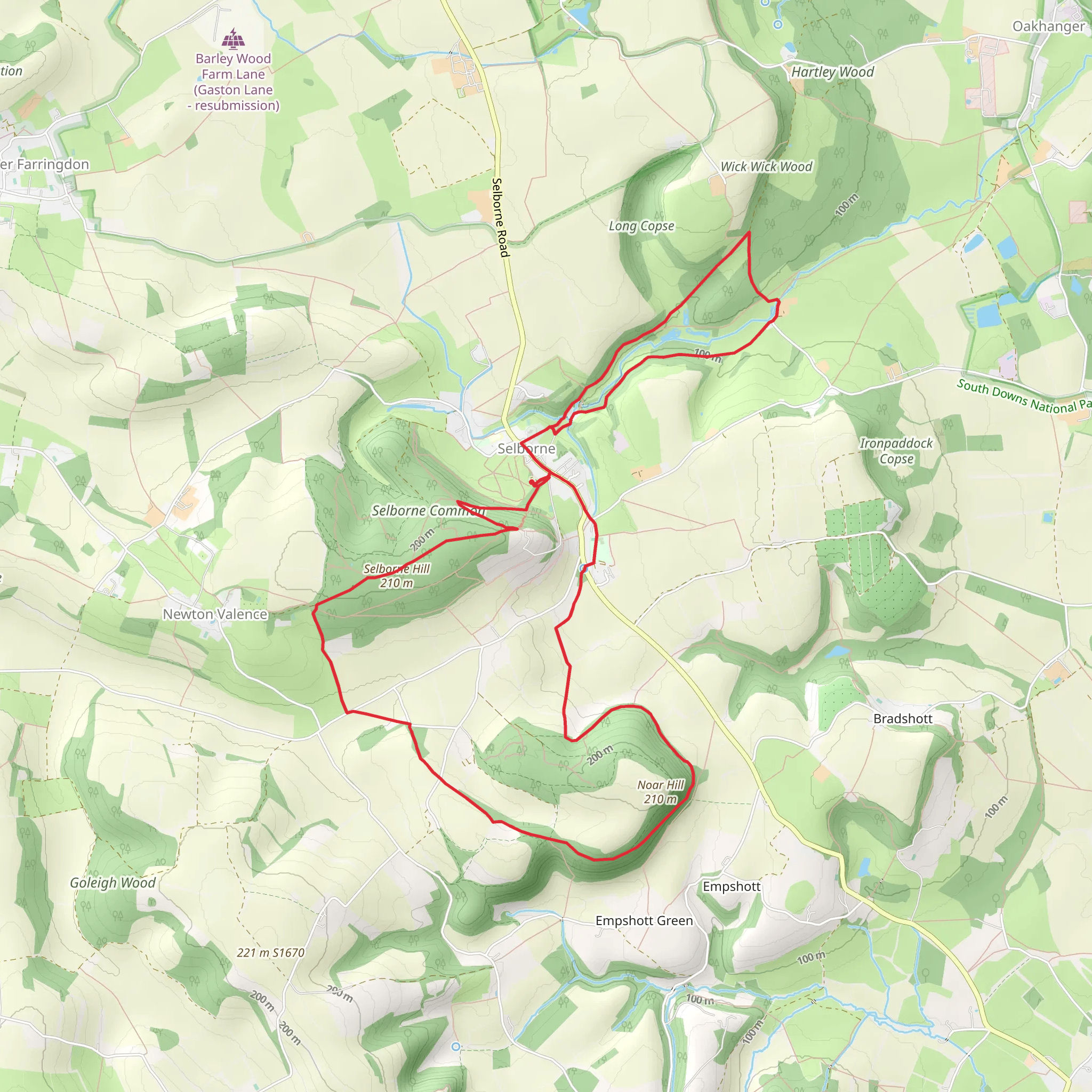 Dorton Wood, Coombe Wood, High Wood Hanger and Selborne Hill Loop mobile static map