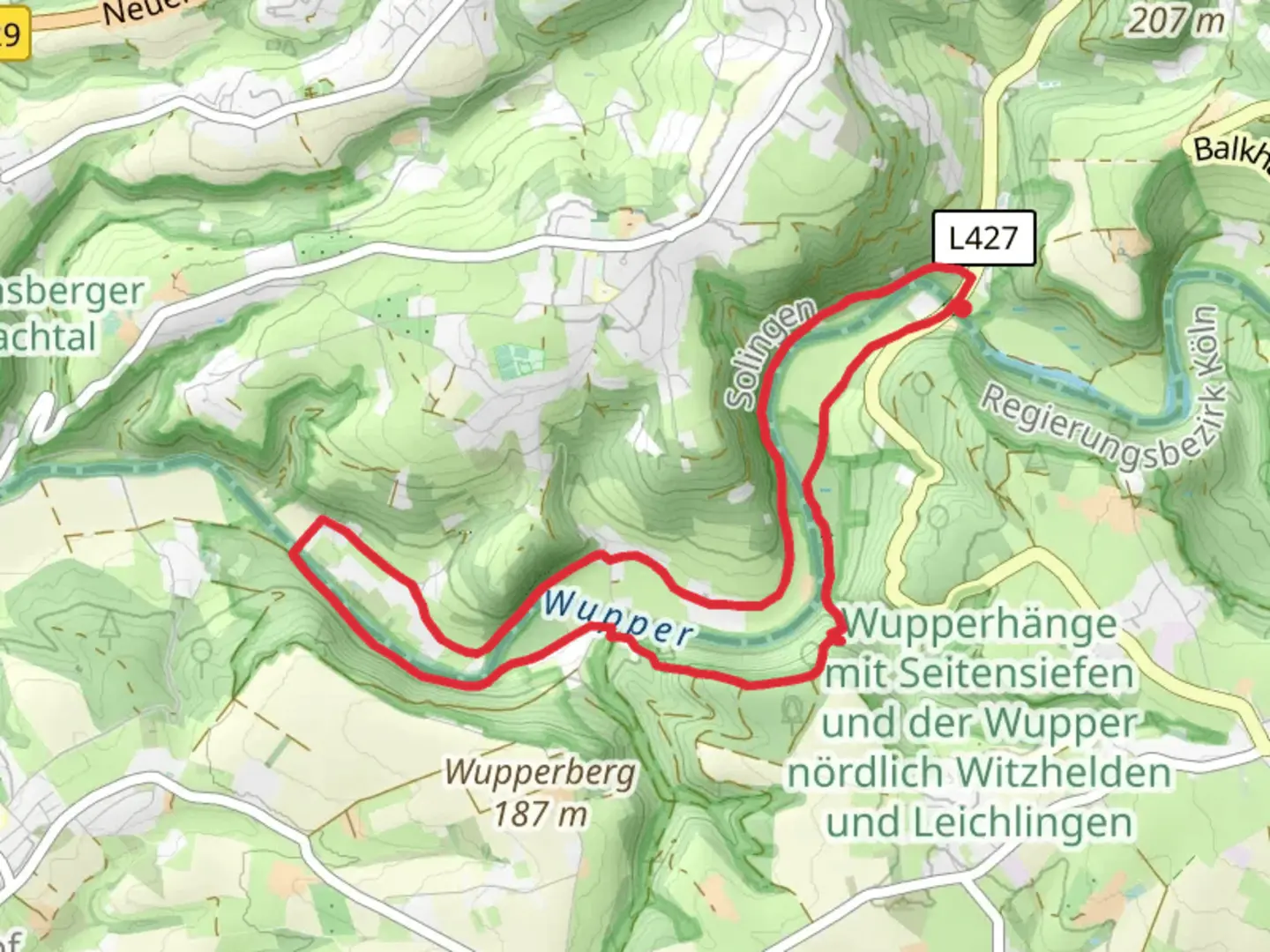 An image depicting the trail Erlebnisweg and Ruedenstein Loop and its surrounding area.