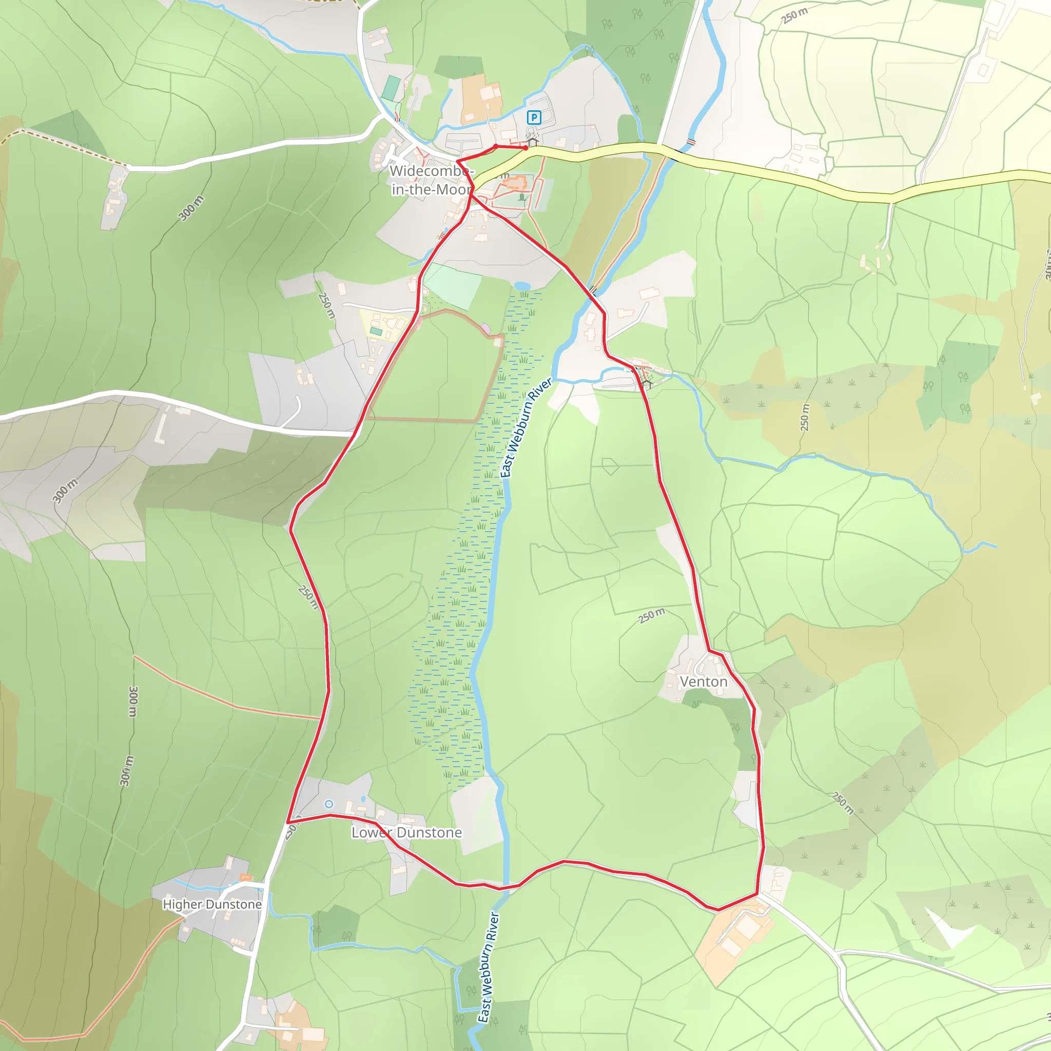 Walking the lanes around Widecombe mobile static map
