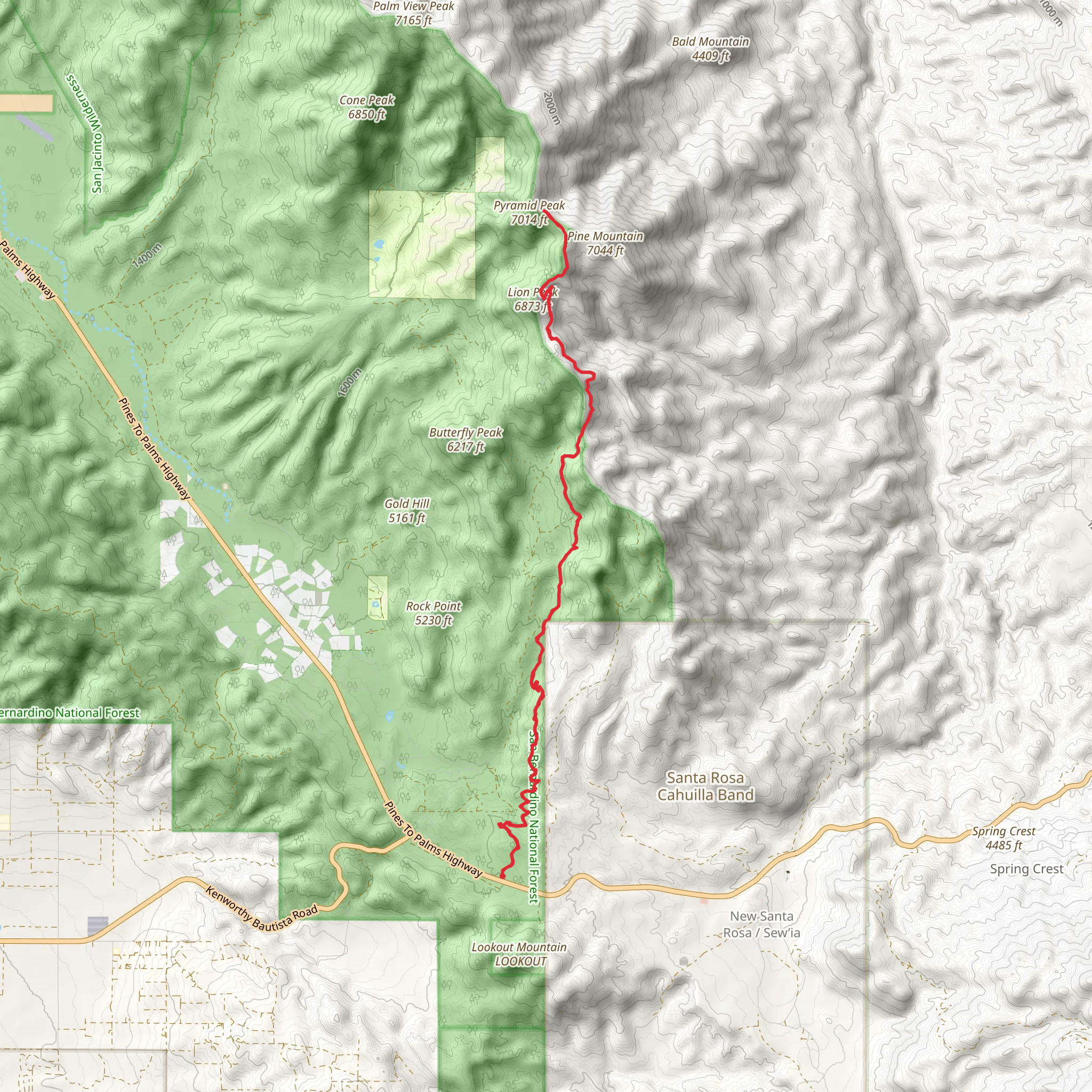 Pyramid Peak via PCT mobile static map