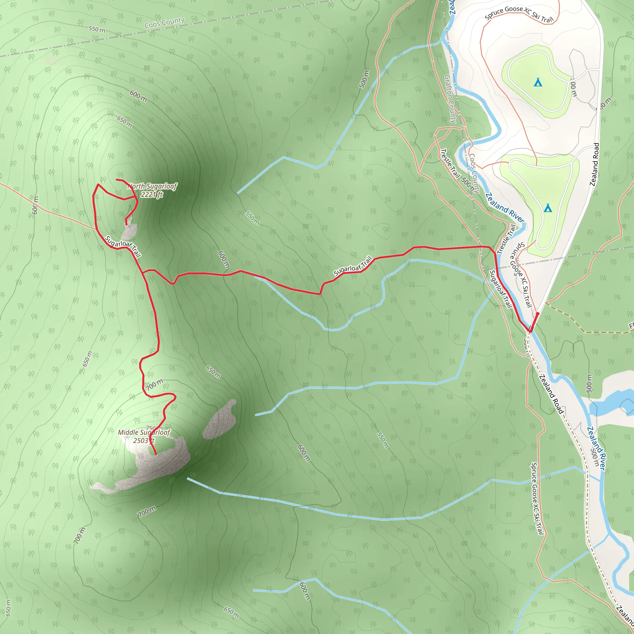 Sugarloaf Trail from Zealand Road mobile static map