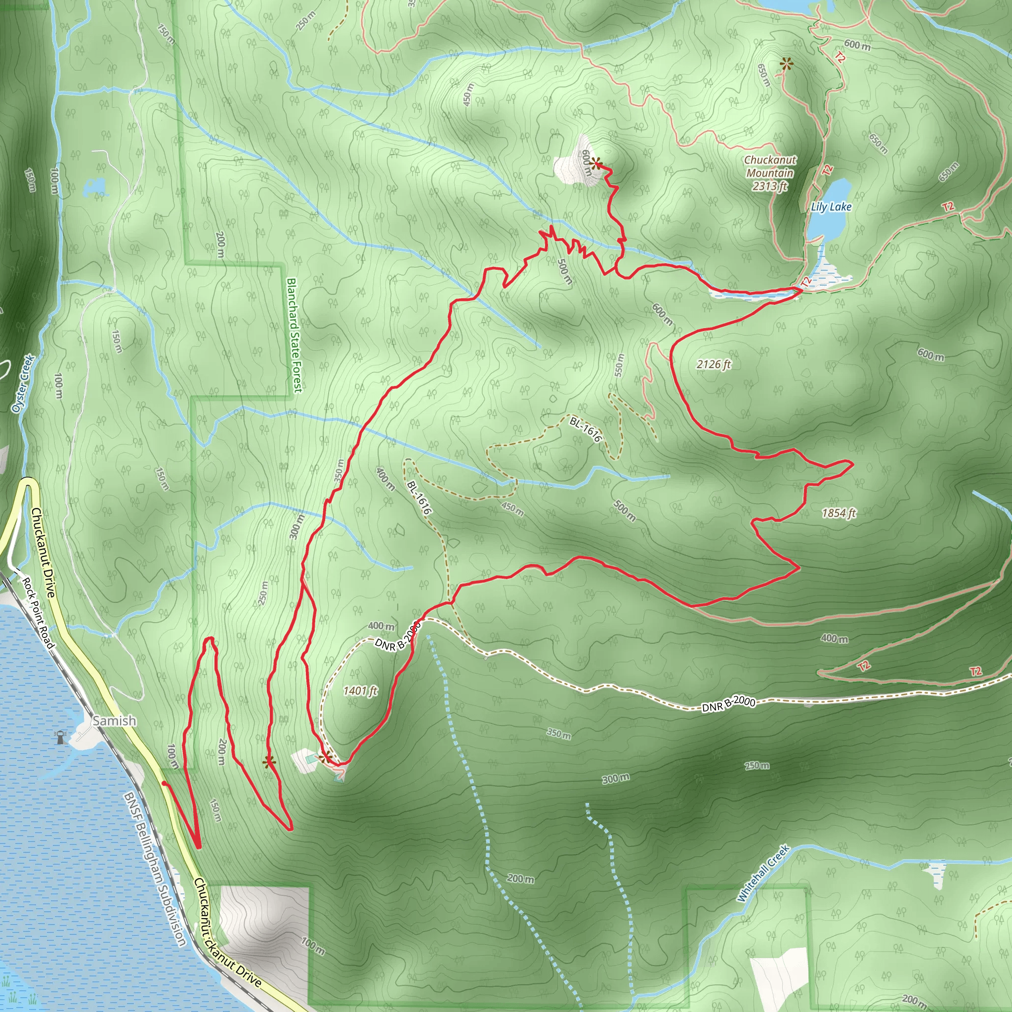 Chuckanut, Oyster Dome and Larry Reed Loop Trail mobile static map