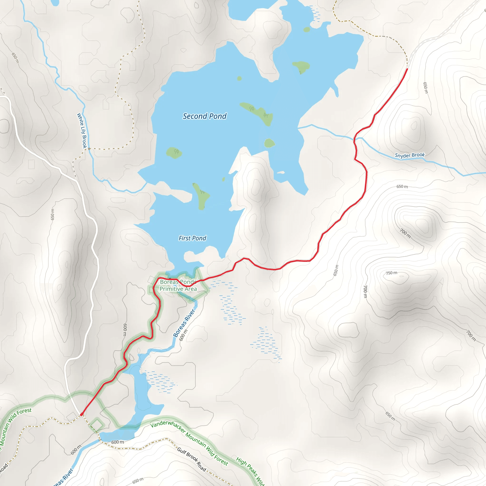 Boreas River to Second Pond Trail mobile static map