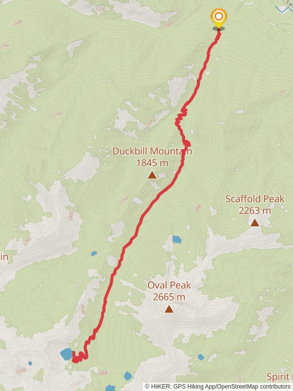 West Oval Lake via Oval Creek Trail mobile static map