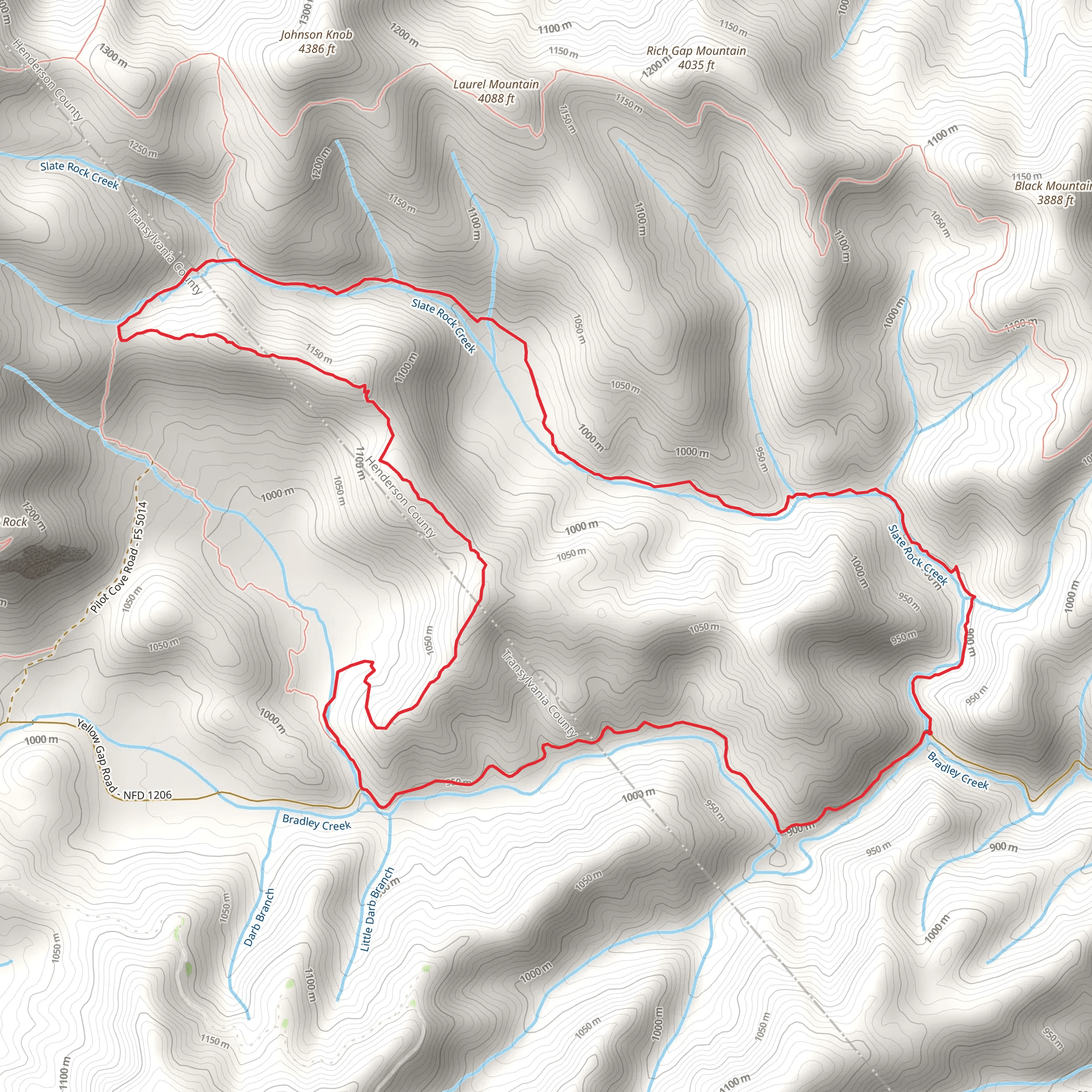 Slate Rock Creek Falls and Pilot Cove Loop mobile static map