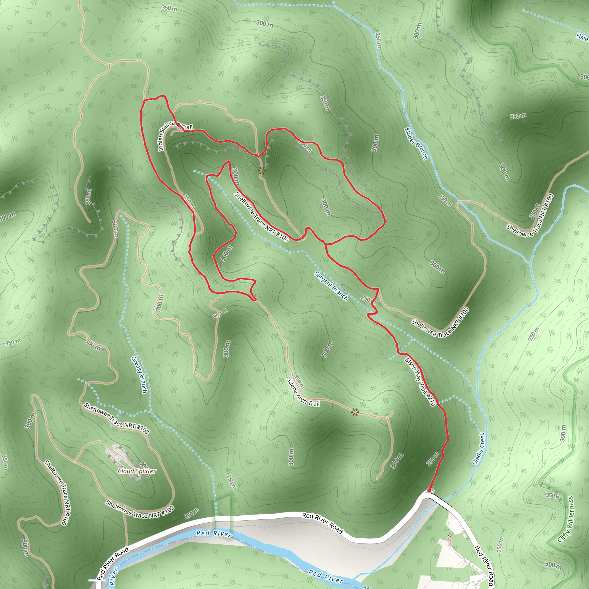 Sheltowee trace NRT and Bison Way Loop Trail mobile static map