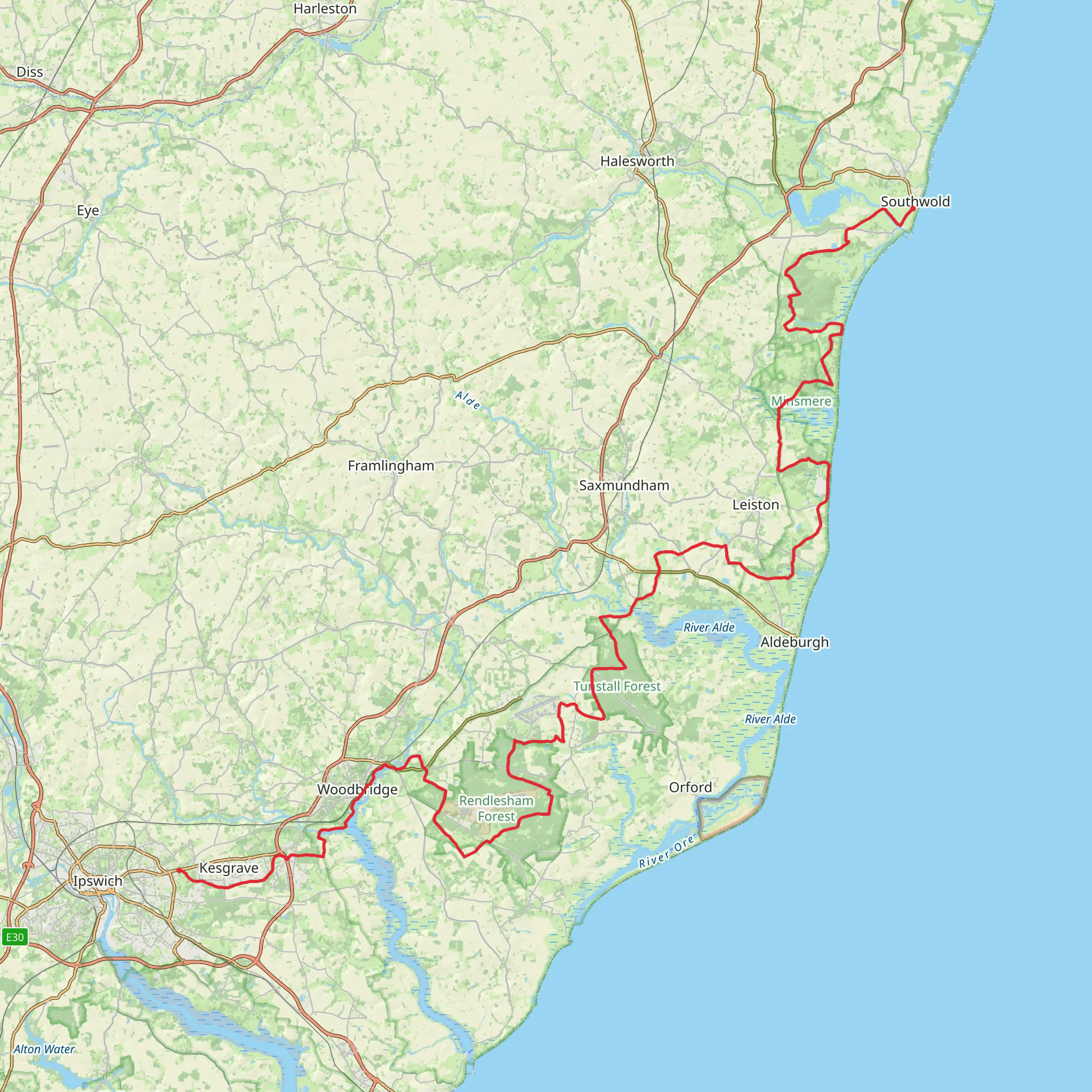 Sandlings Walk mobile static map