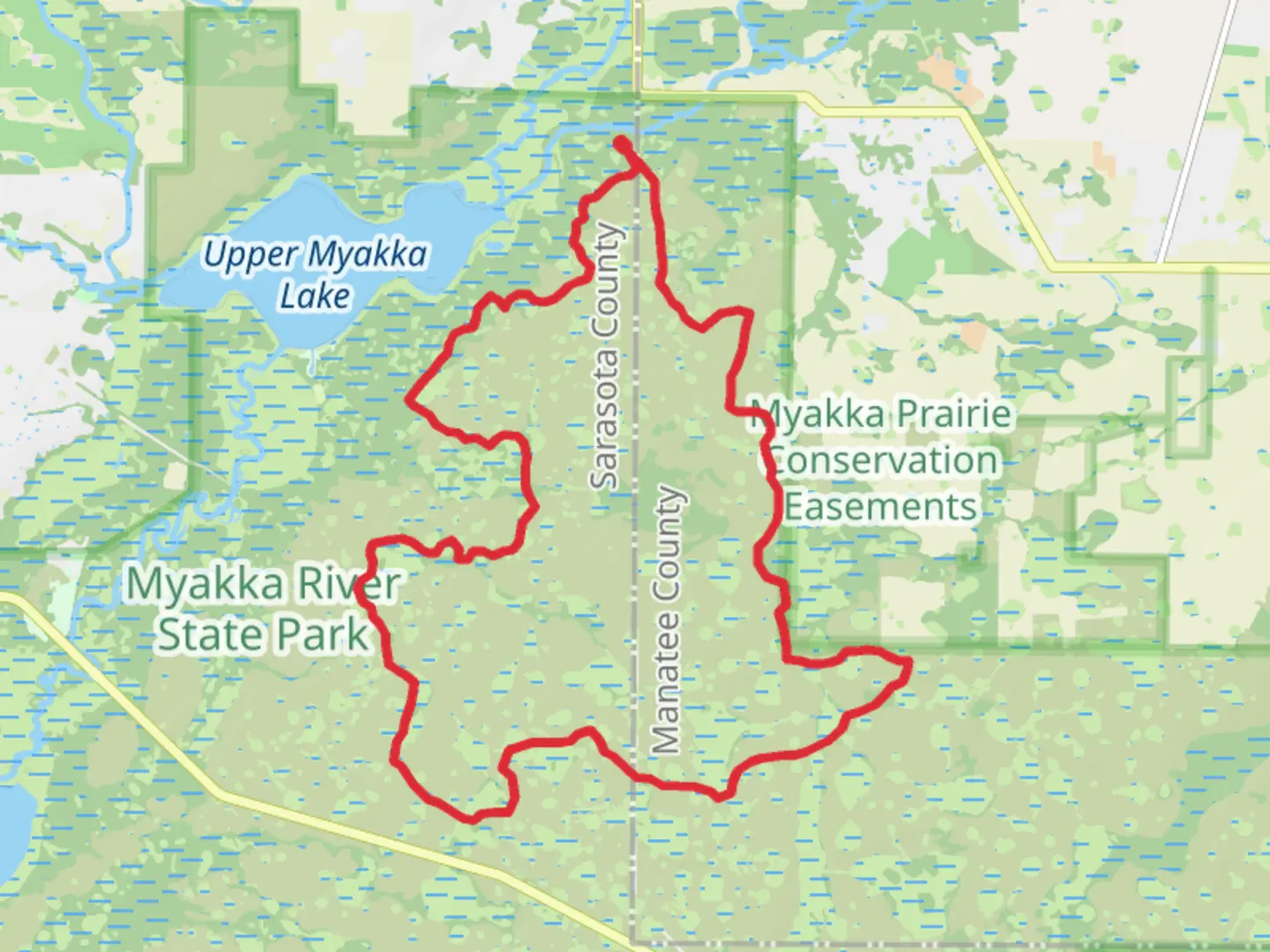 An image depicting the trail Myakka Hiking Loop Trail and its surrounding area.