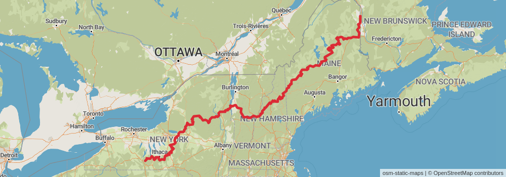 American Perimeter Trail - Northern Appalachian Primary spur 1 Map