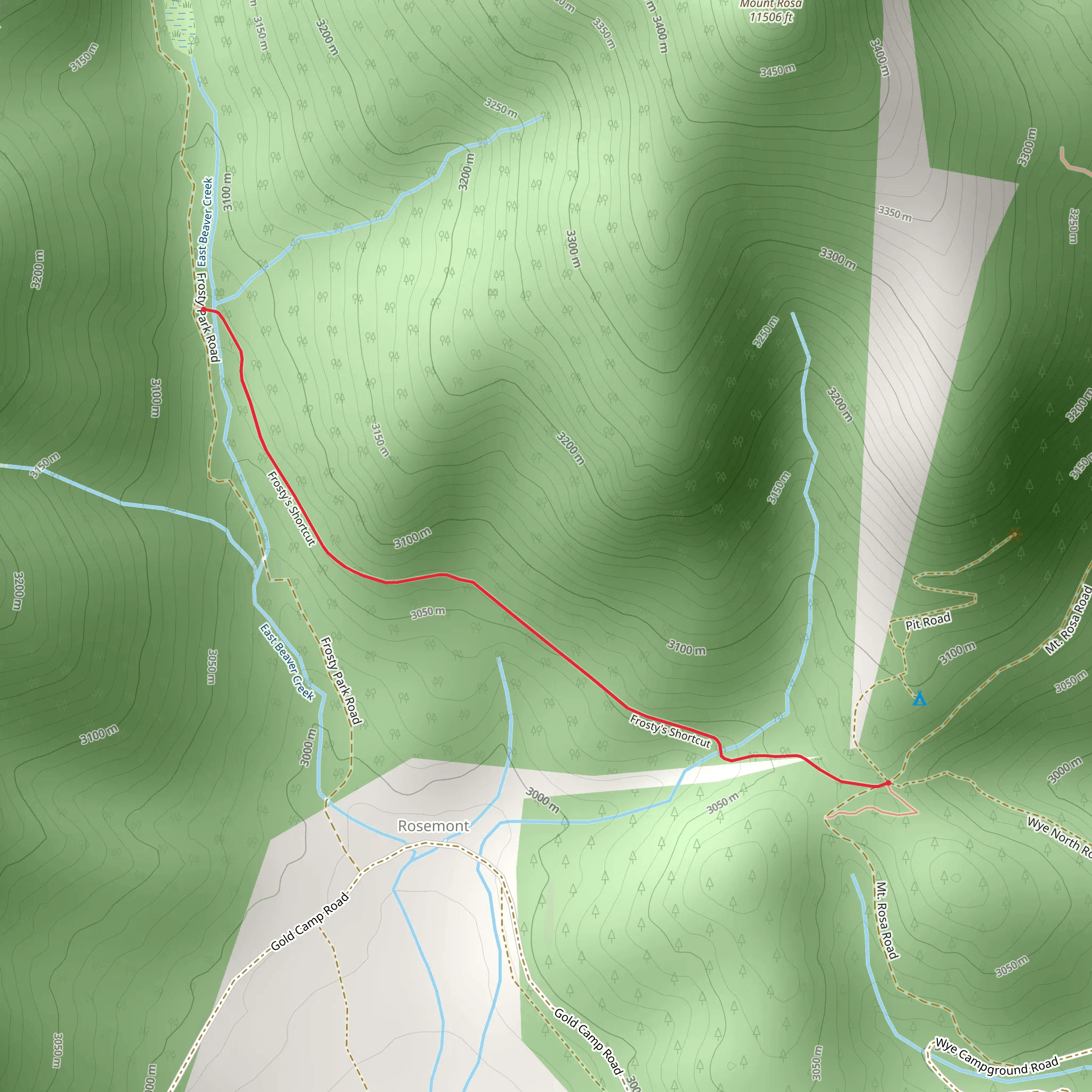 Frosty Shortcut Trail mobile static map