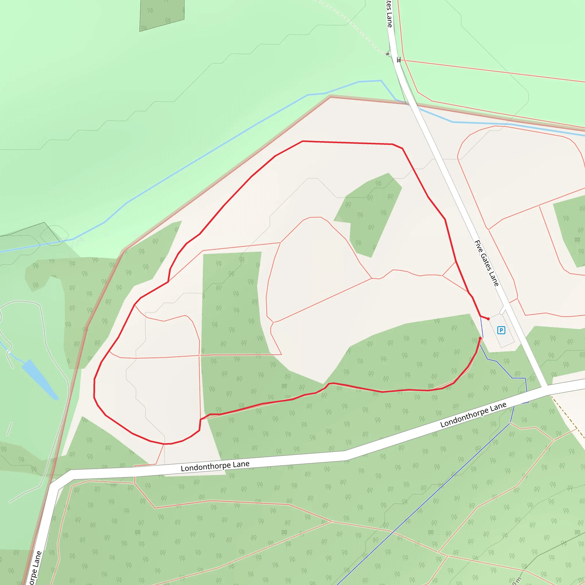 Londonthorpe Woodland Loop mobile static map