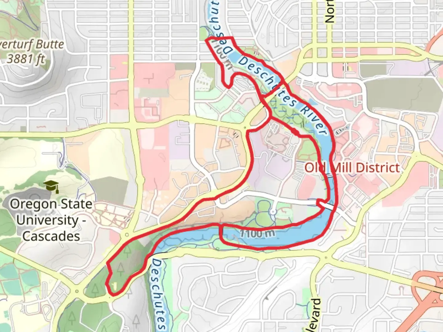 An image depicting the trail McKay Park, Riverbend Park and Miller's Landing Park Loop via Deschutes River and its surrounding area.