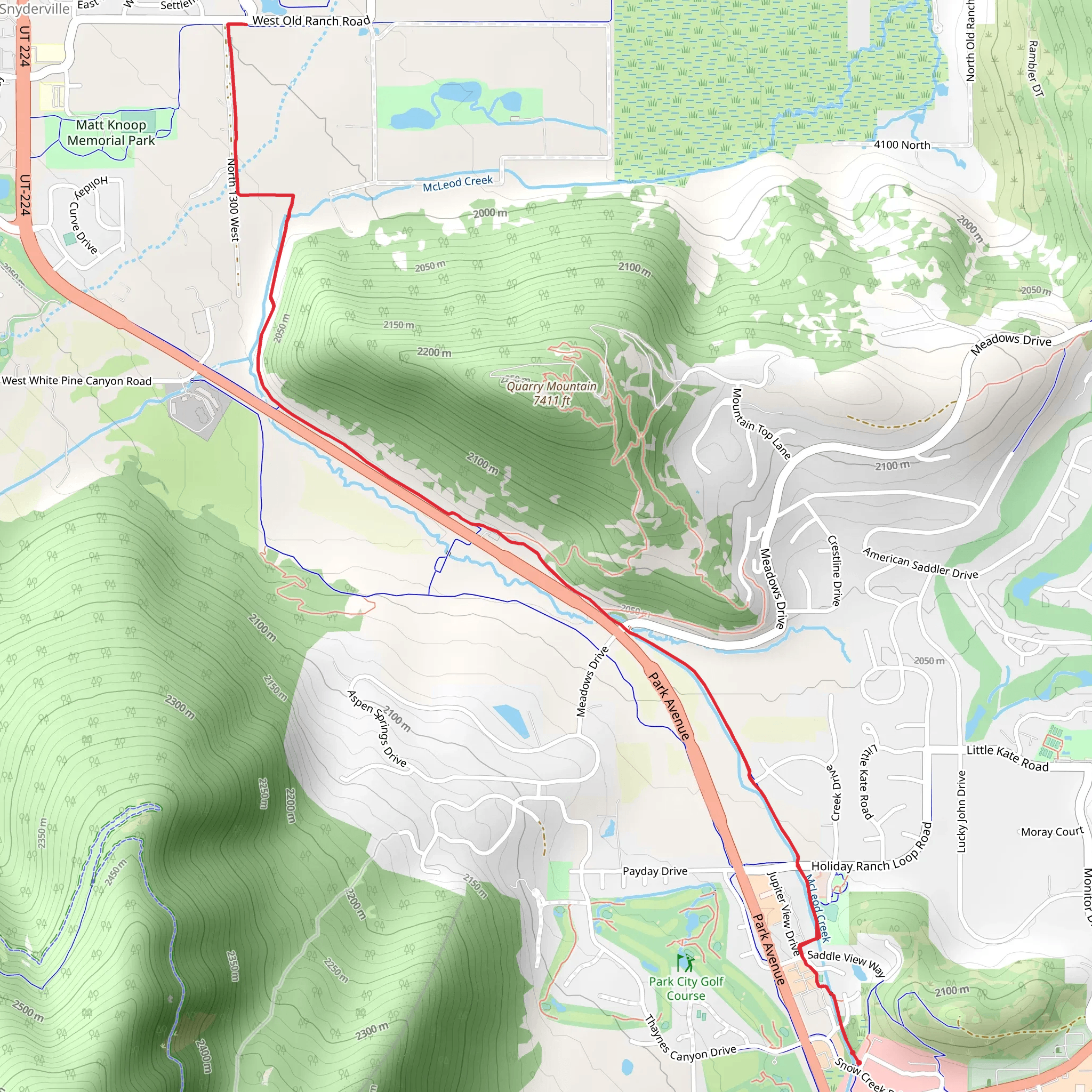 McLeod Creek Trail Out and Back mobile static map