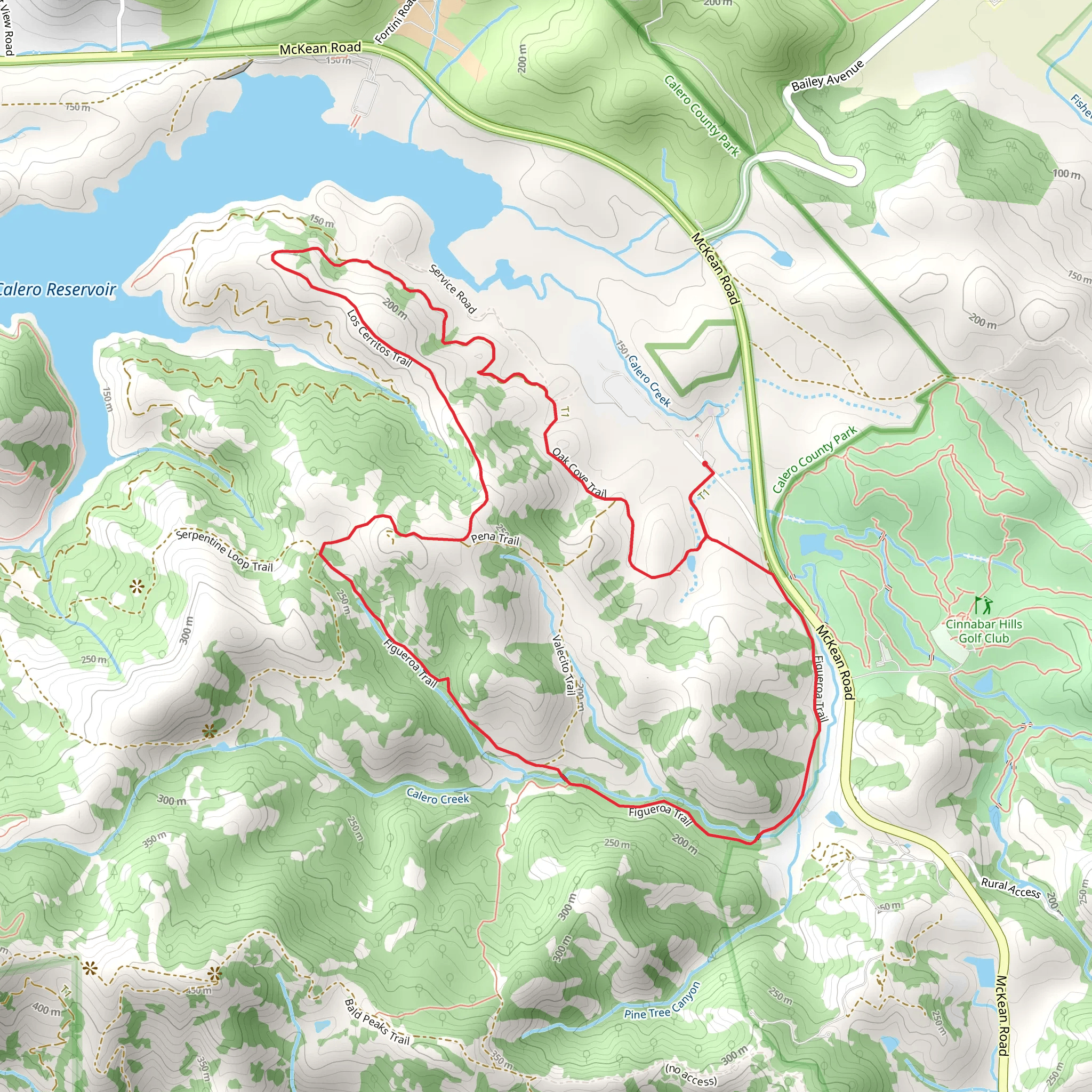 Oak Cove, Los Cerritos and Figueroa Loop Trail mobile static map