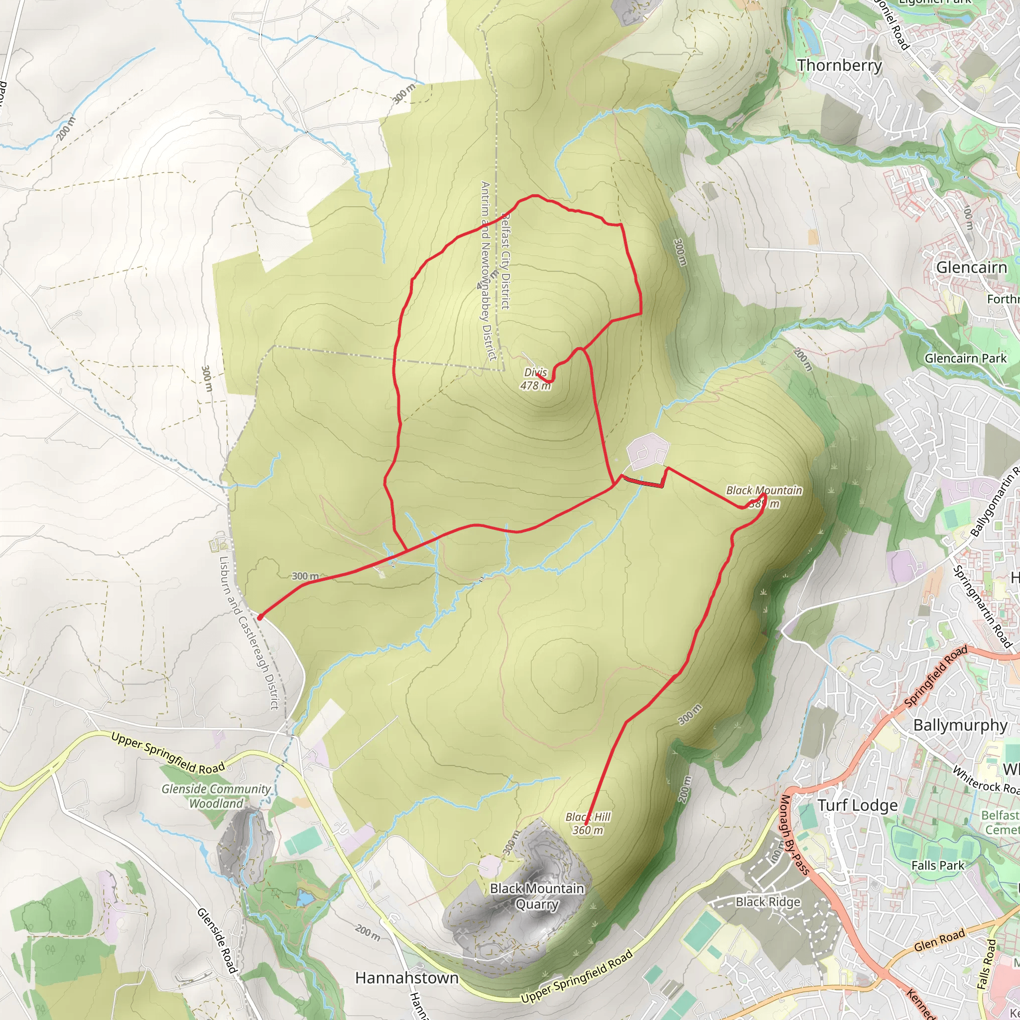 Black Mountain and Divis Loop mobile static map