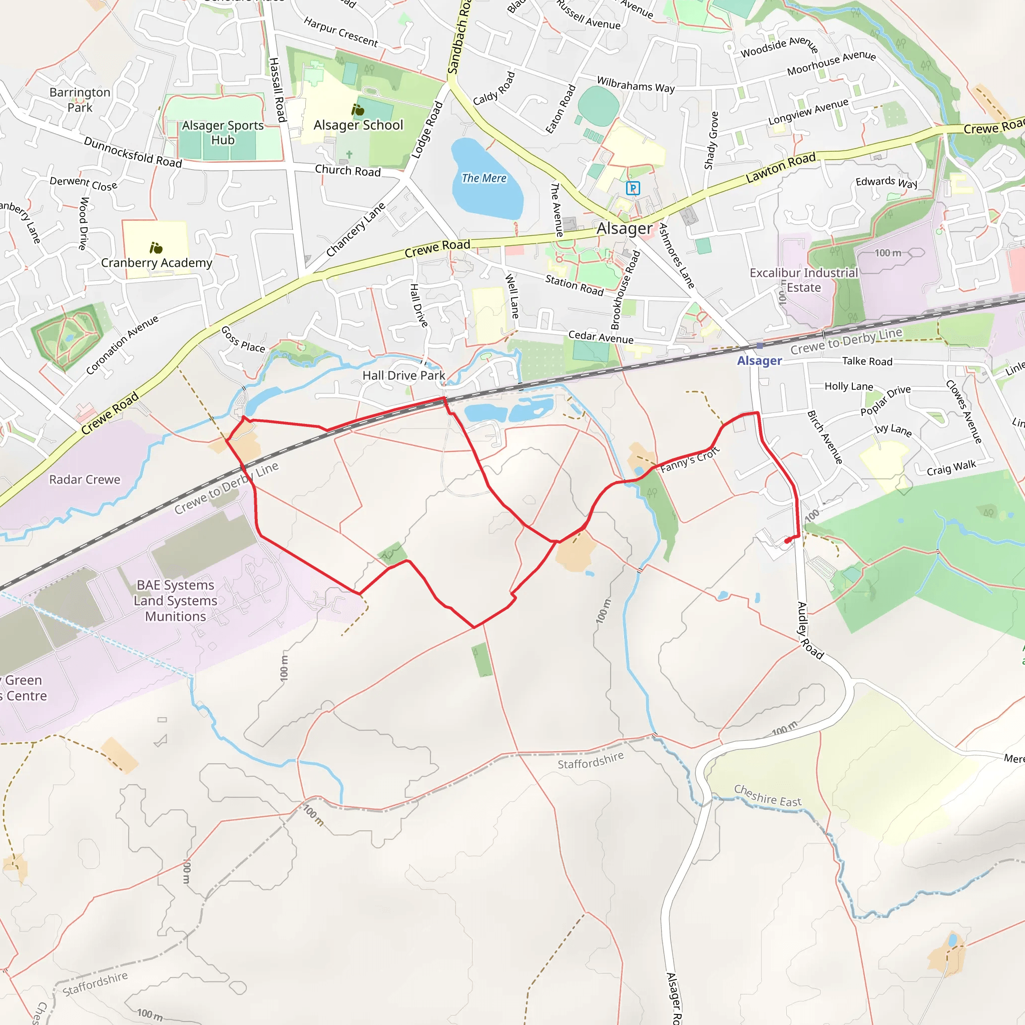 Alsager Short Loop mobile static map