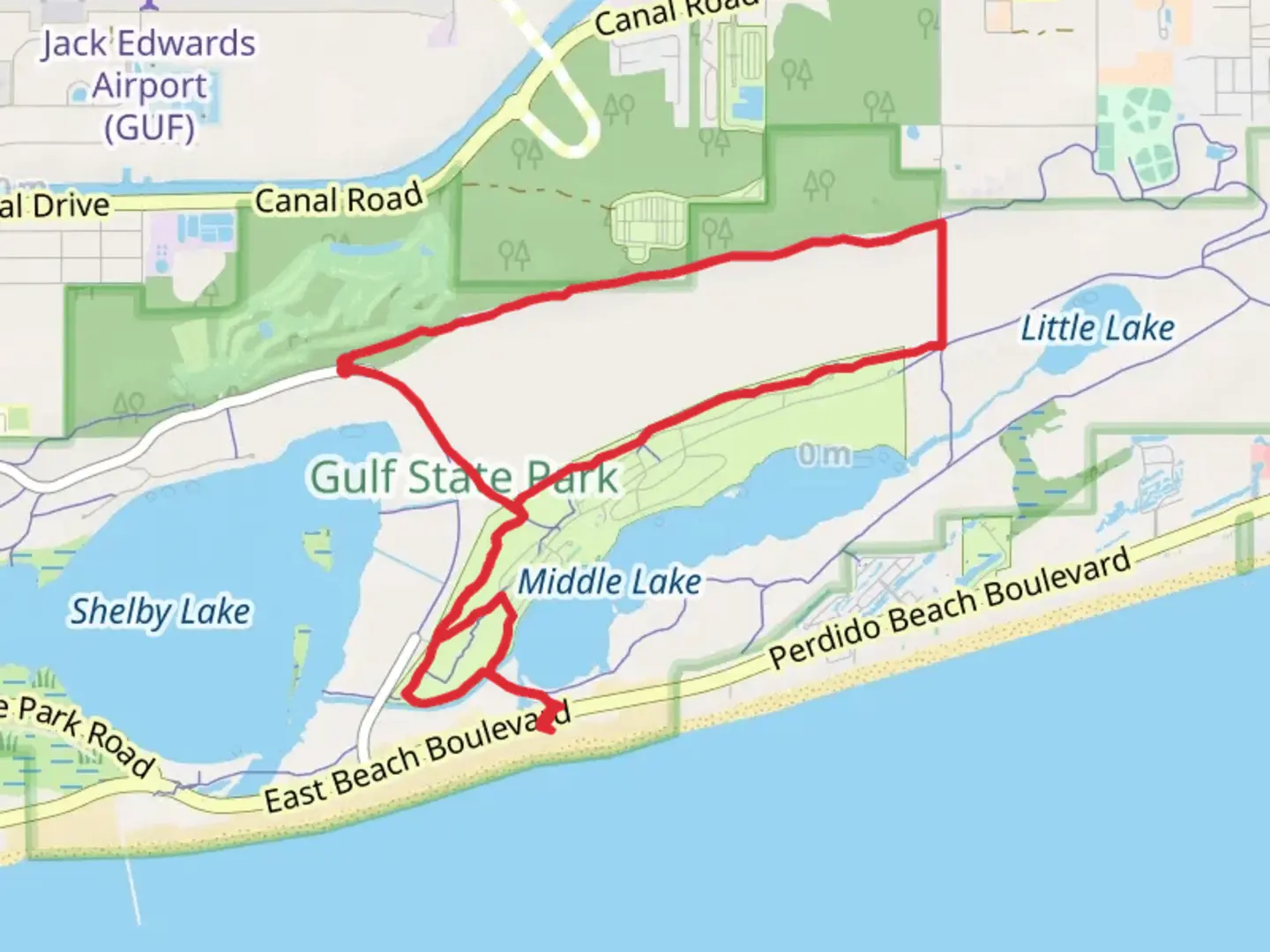 An image depicting the trail Gulf Oak Ridge Trail and Beach Mouse Bypass Loop and its surrounding area.