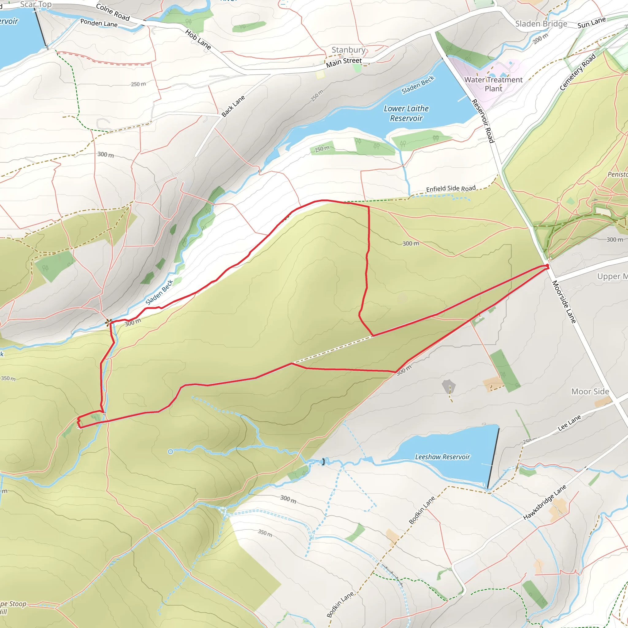 Haworth Moor and Bronte Bridge mobile static map
