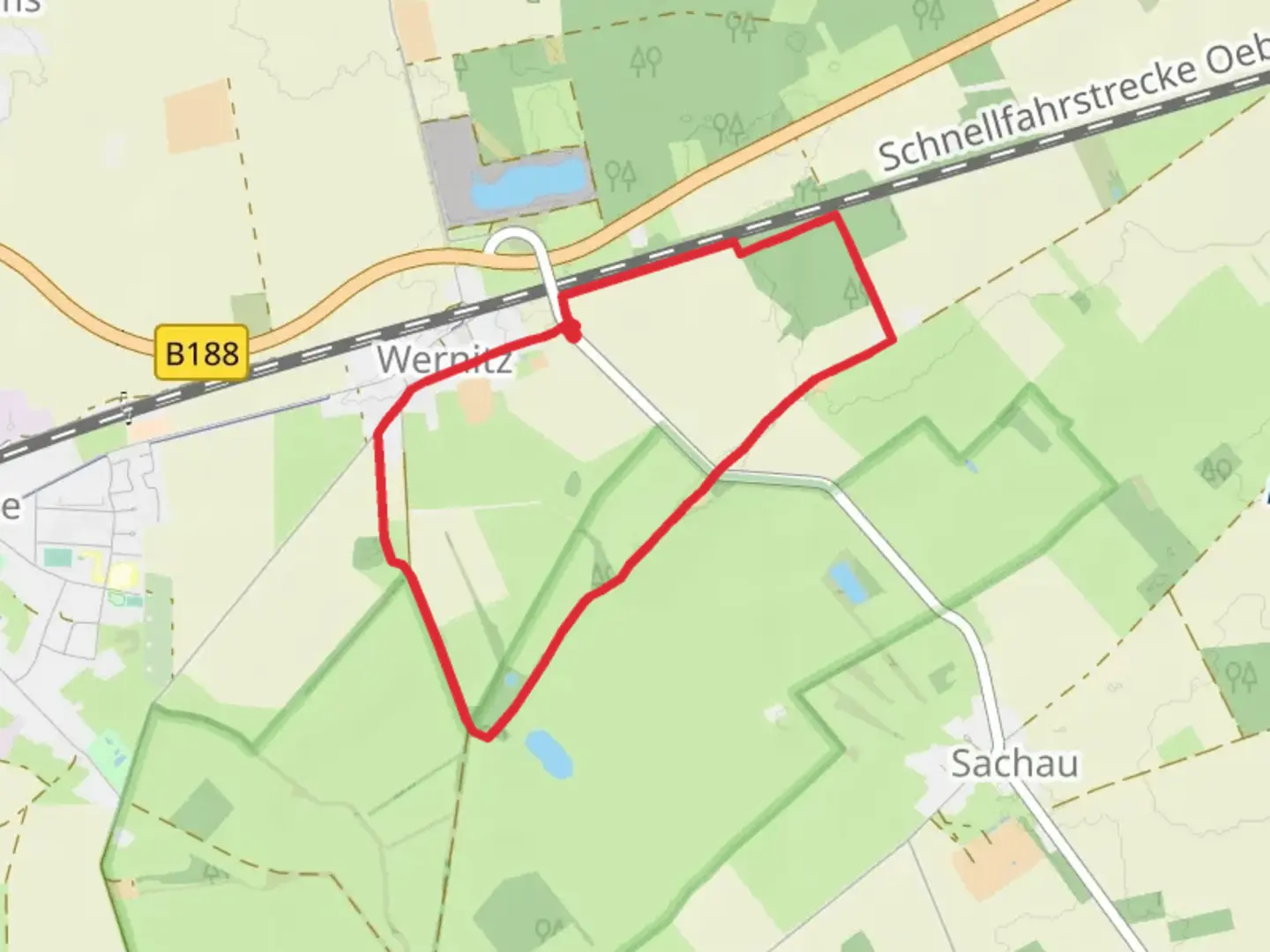 An image depicting the trail Wernitz Loop and its surrounding area.