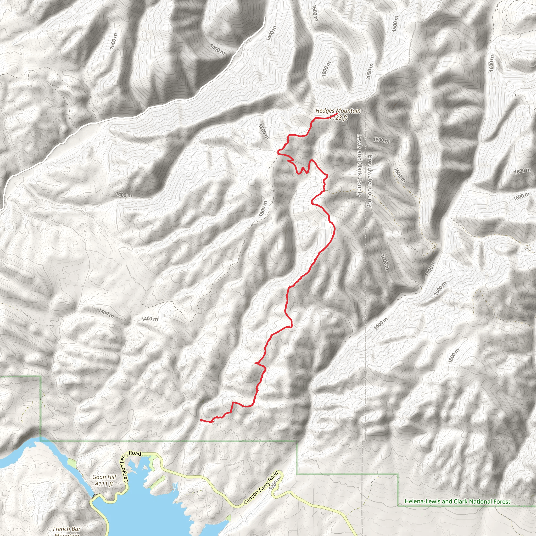 Hedges Mountain Trail mobile static map