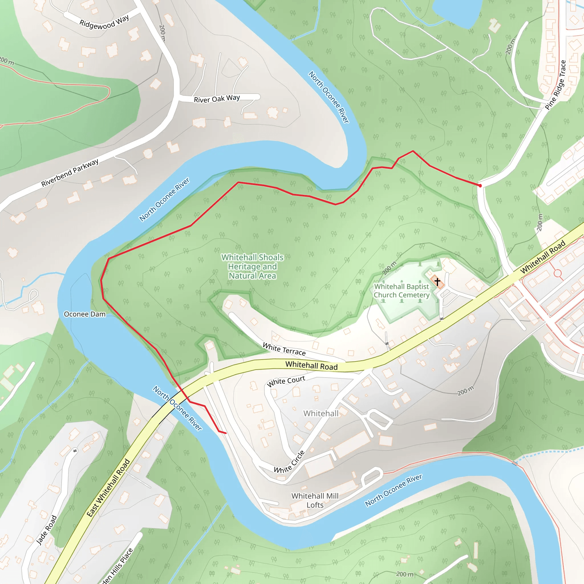 Whitehall Shoals Natural Area mobile static map
