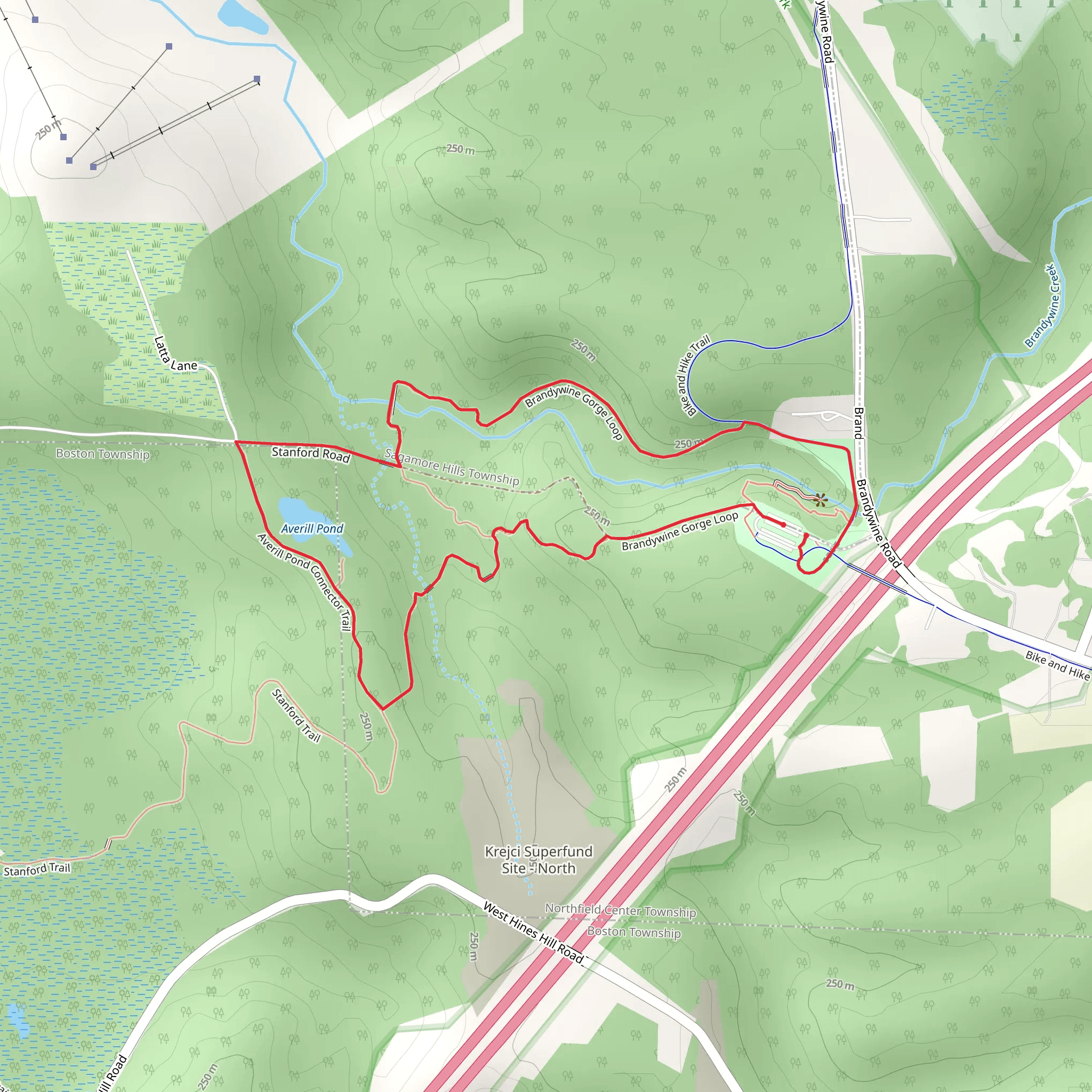 Brandywine Gorge and Averill Pond Connector Loop Trail mobile static map