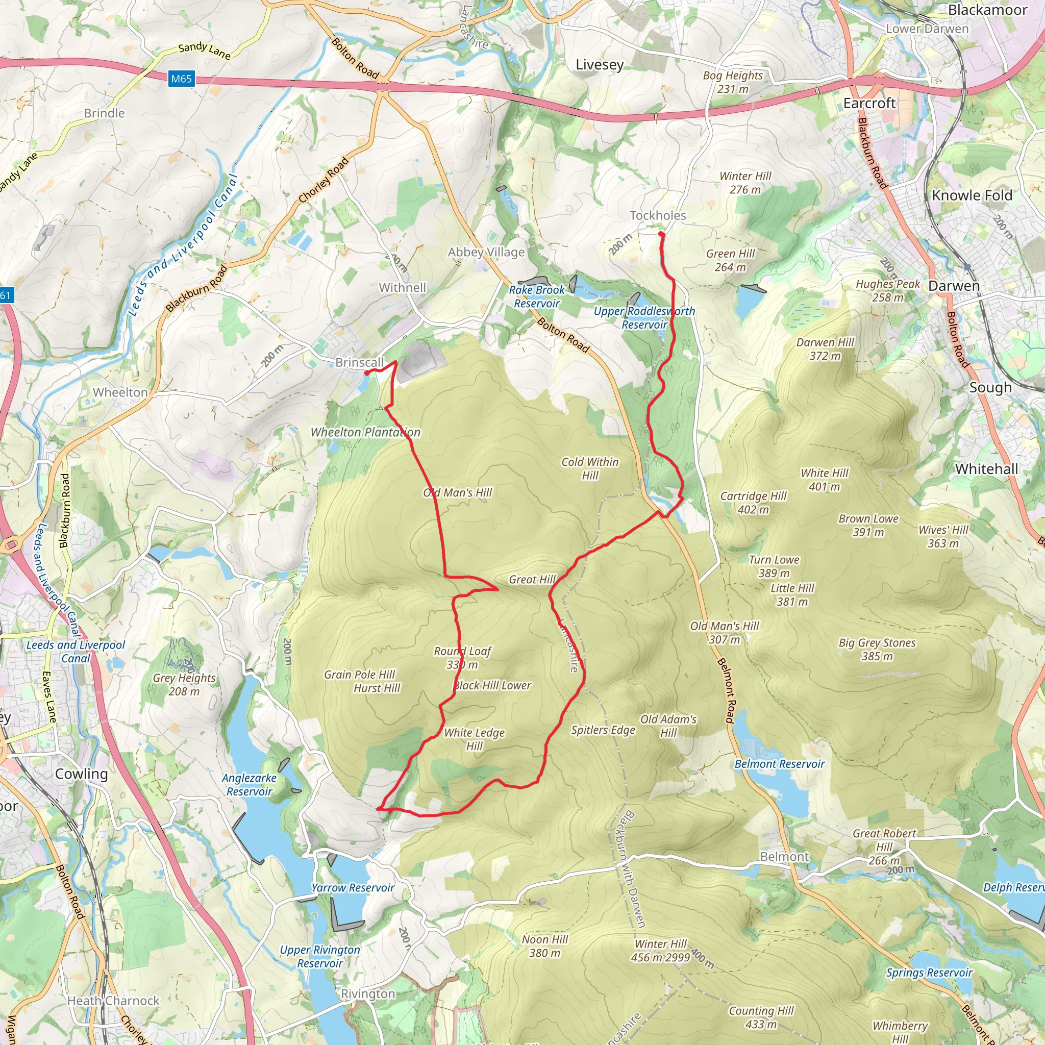 Brinscall to Tockholes Walk mobile static map