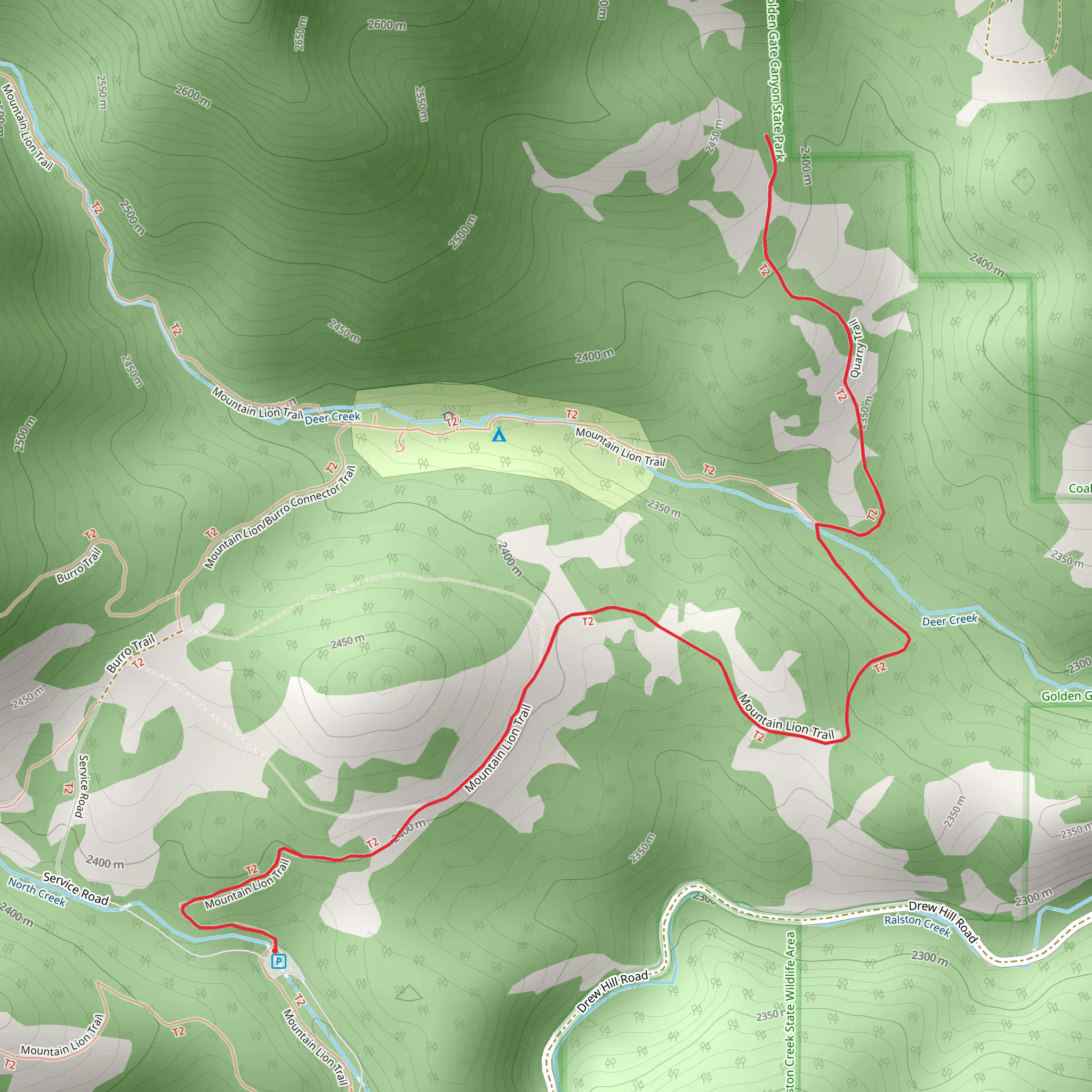 Quarry and Mountain Lion Trail mobile static map