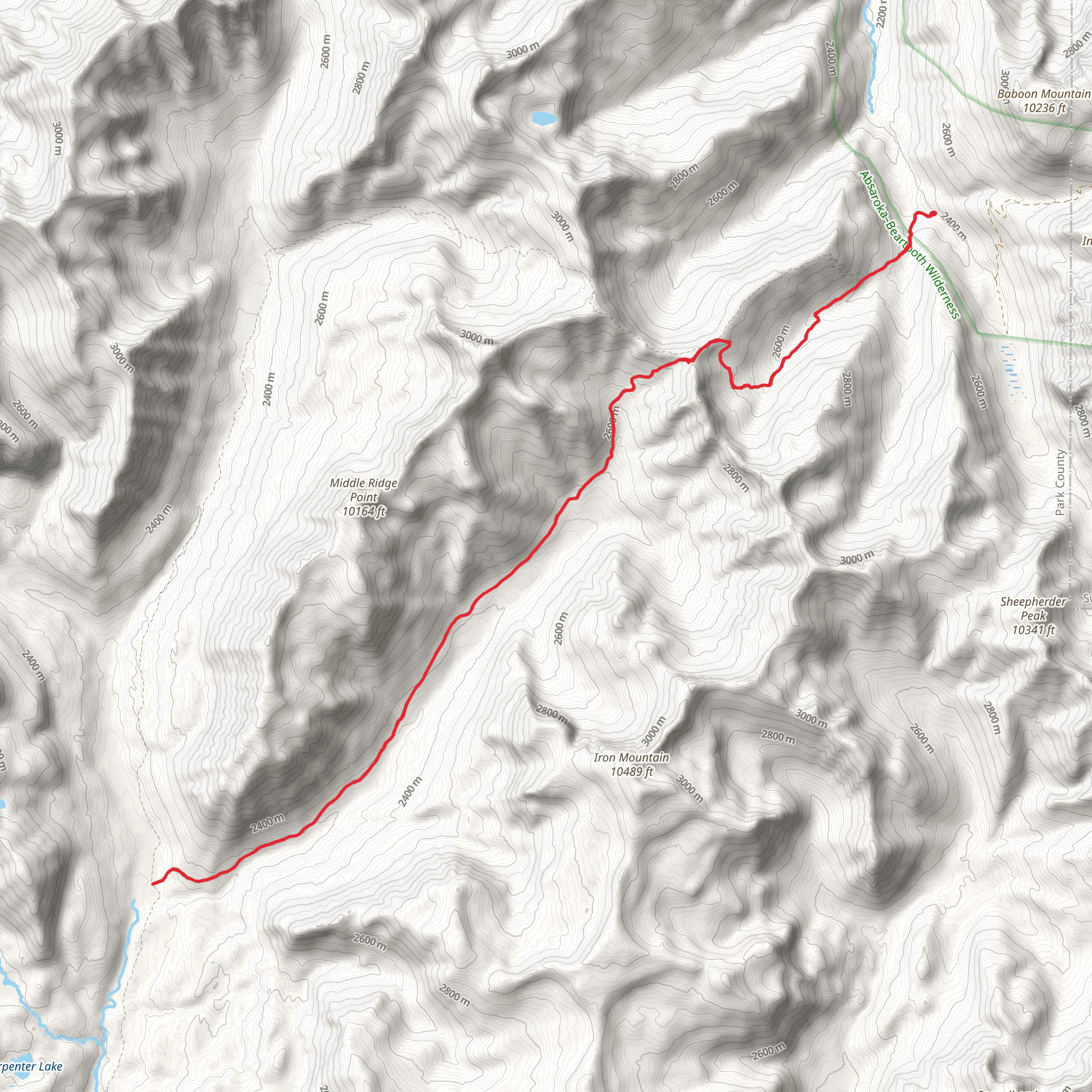 Middle Fork Hellroaring Trail via Lower Sheep Creek Trail mobile static map