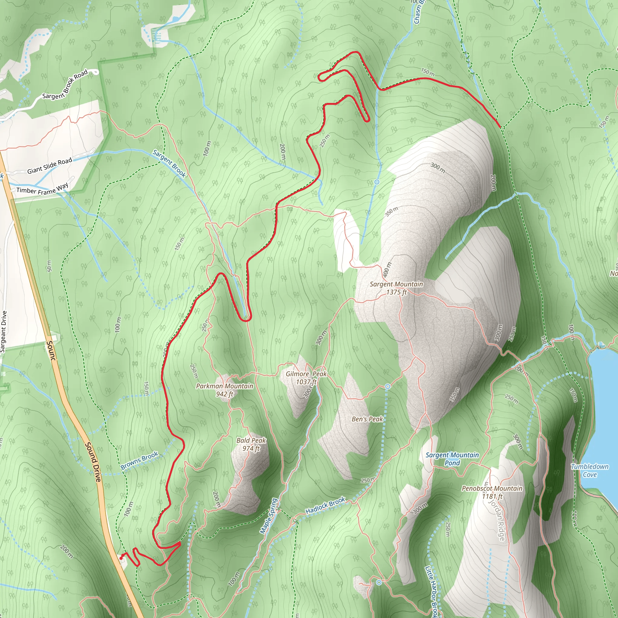 Upper Mountain via Hadlock Trail mobile static map