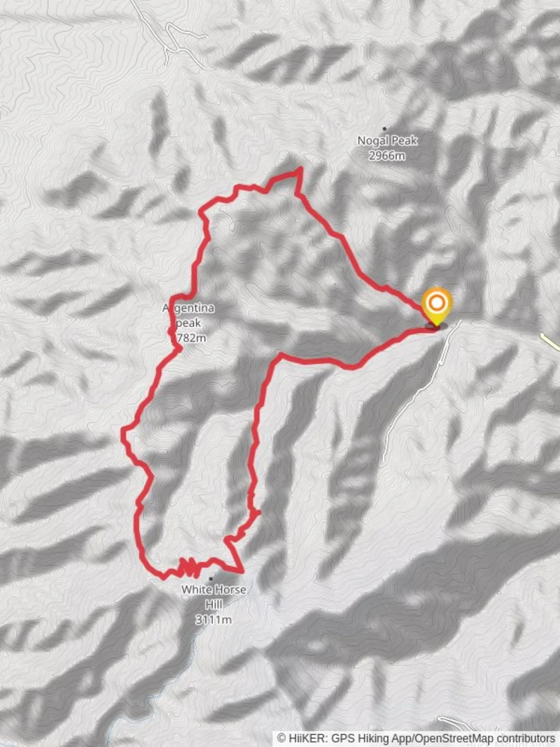 An image depicting the trail Argentina peak and Aspen Canyon via Big Bonito Trail and its surrounding area.
