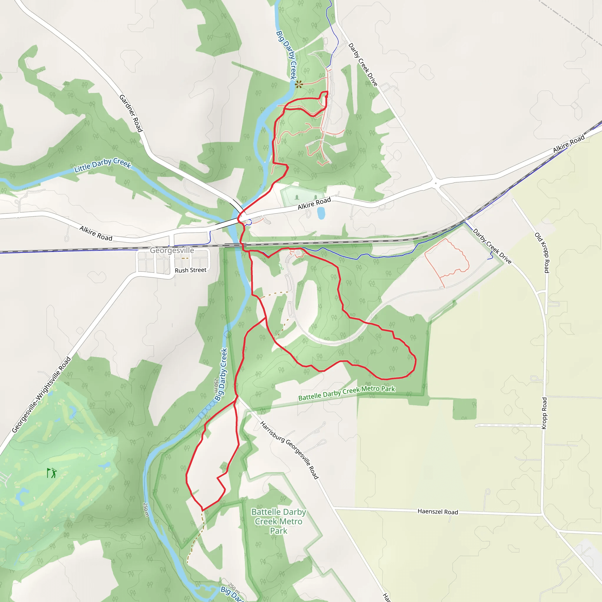 Loop along Big Darby Creek mobile static map