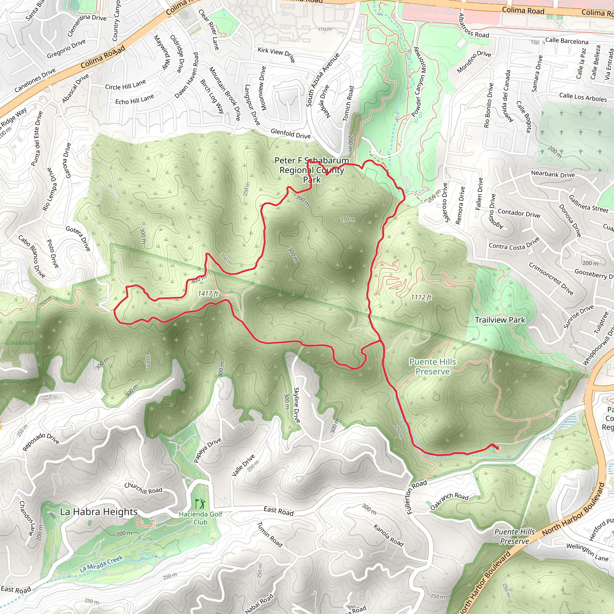 Purple Sage - Schabarum - Powder Canyon Loop Trail mobile static map
