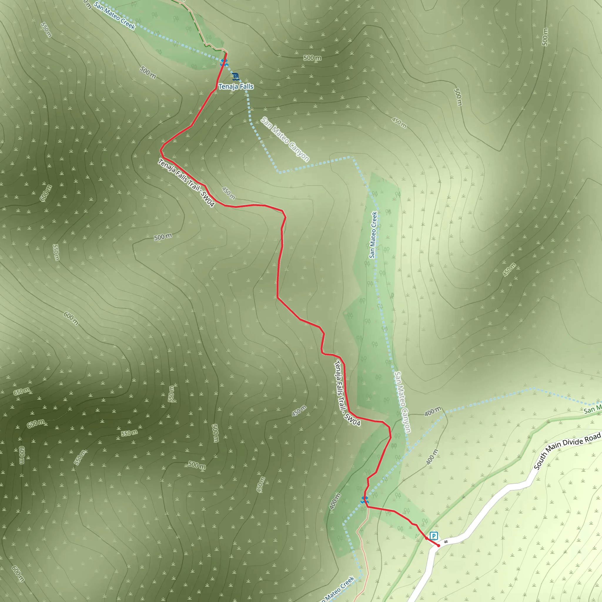 Tenaja Falls Trail mobile static map