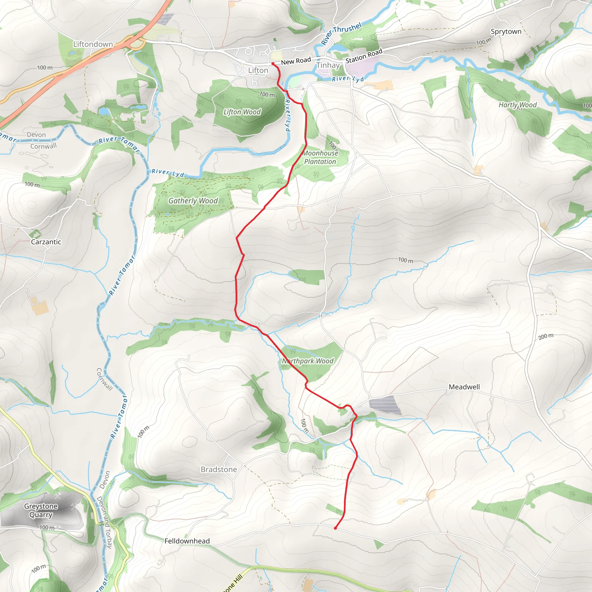 Lifton Link via Tamar Valley Discovery Trail mobile static map
