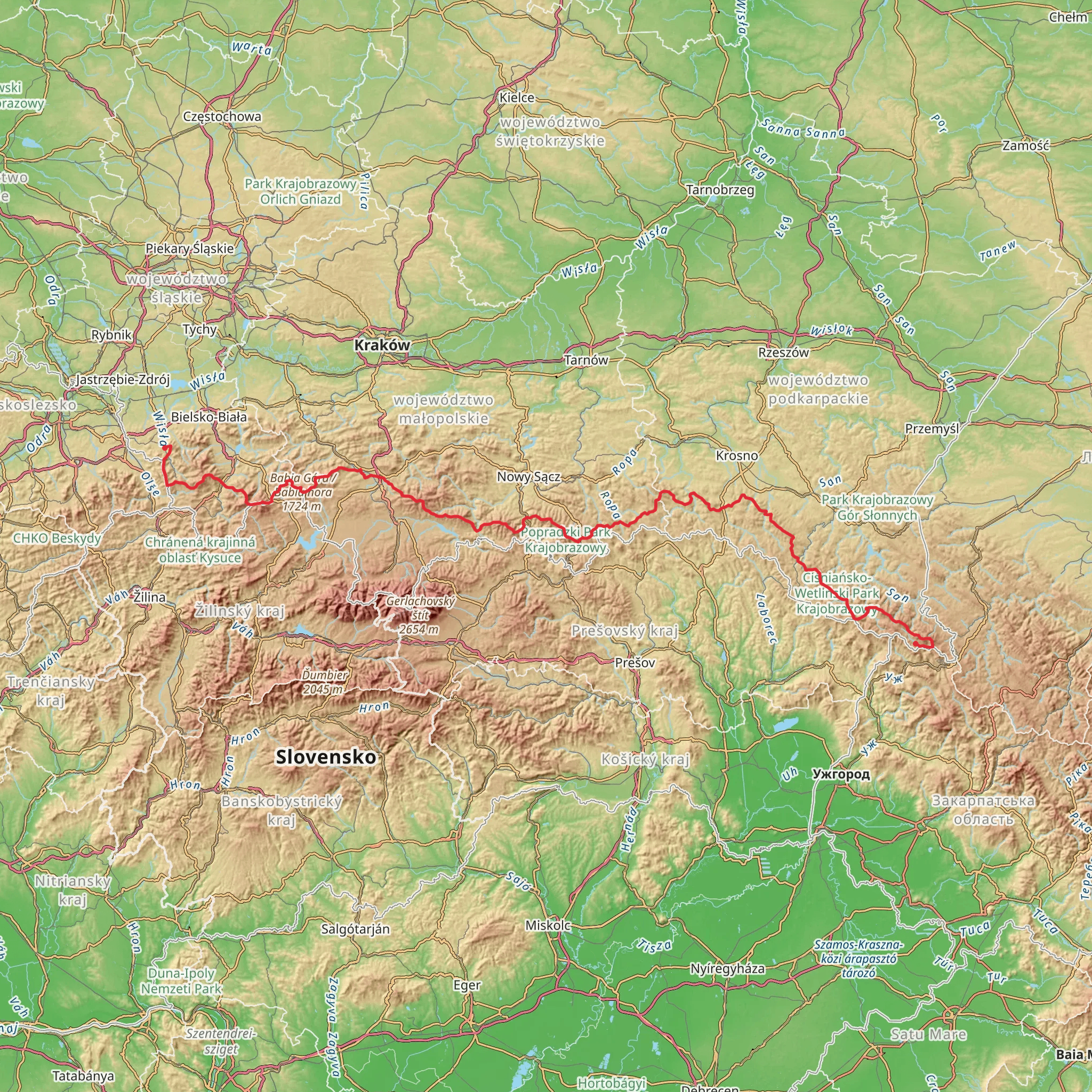Main Beskid Trail mobile static map