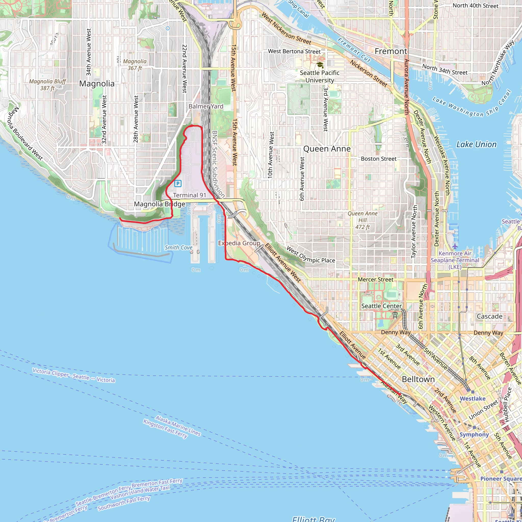 Elliott Bay Trail mobile static map