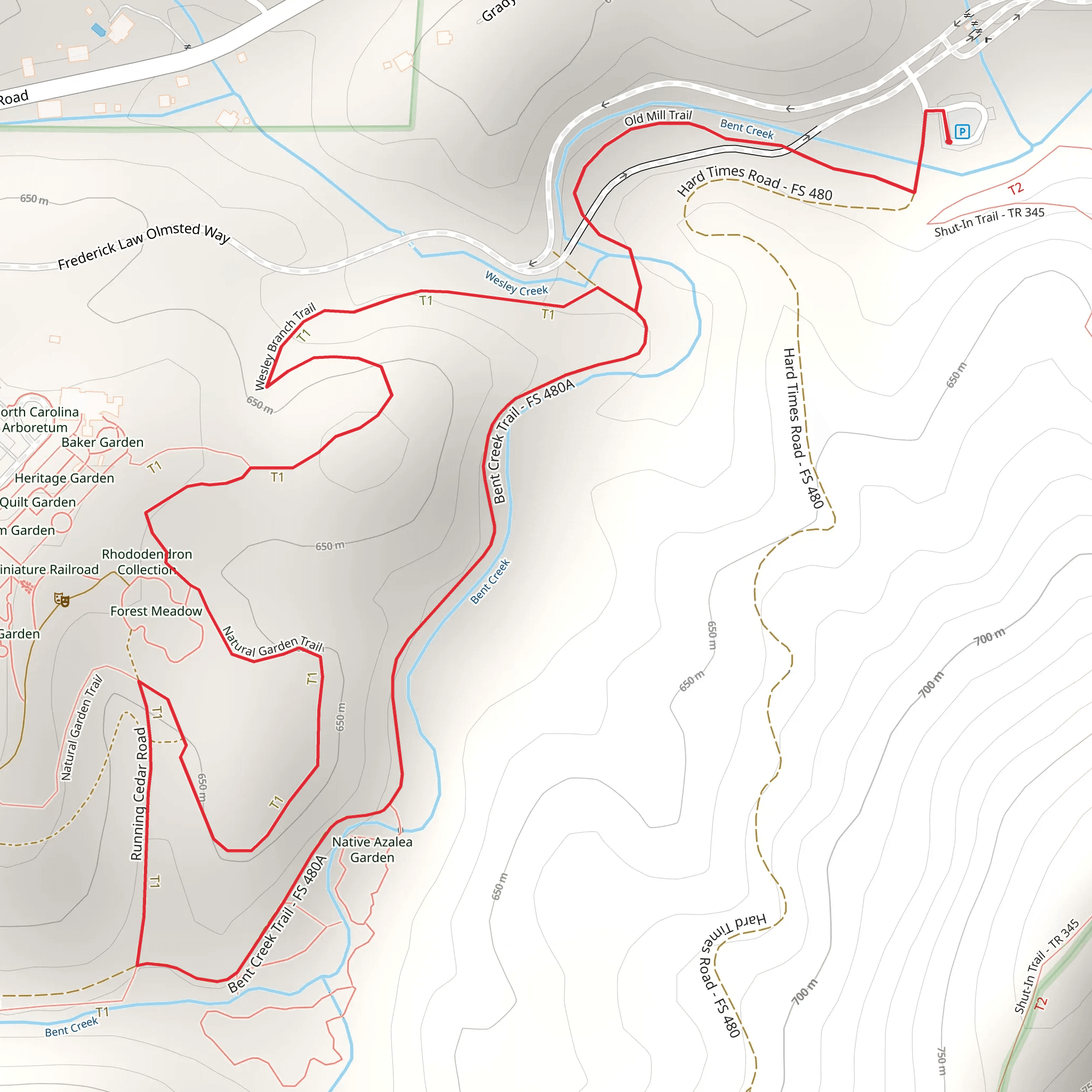 Wesley Branch - Bent Creek Loop TrailLoop mobile static map