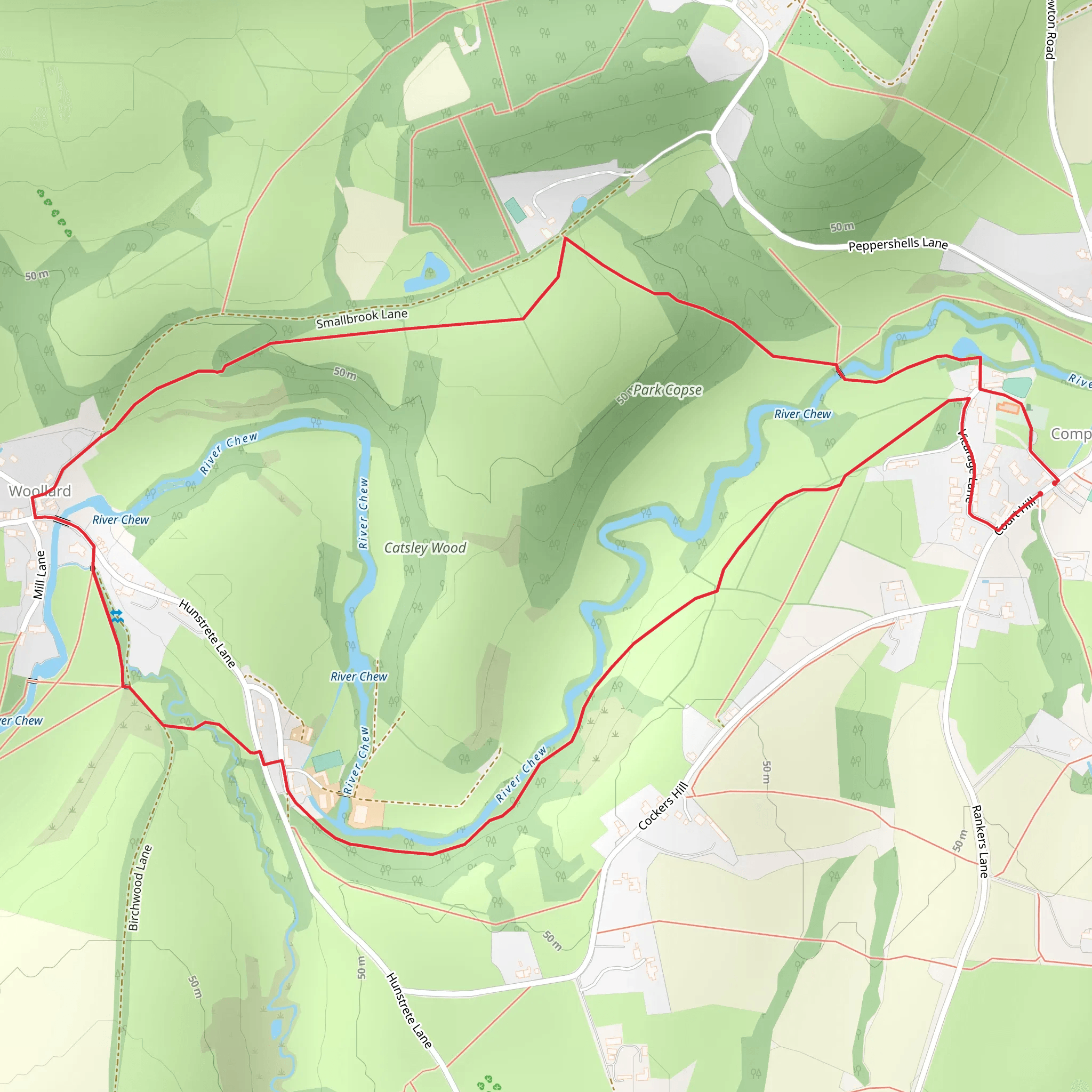 River Chew Loop - Compton Dando mobile static map