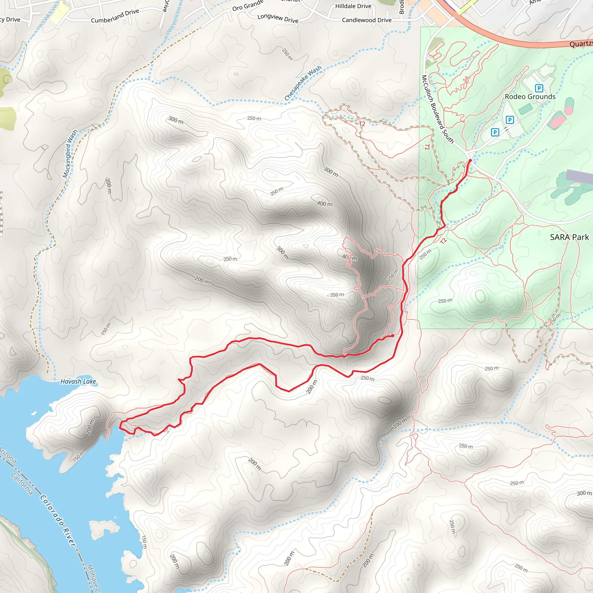 Havash Lake via Watershed Loop mobile static map