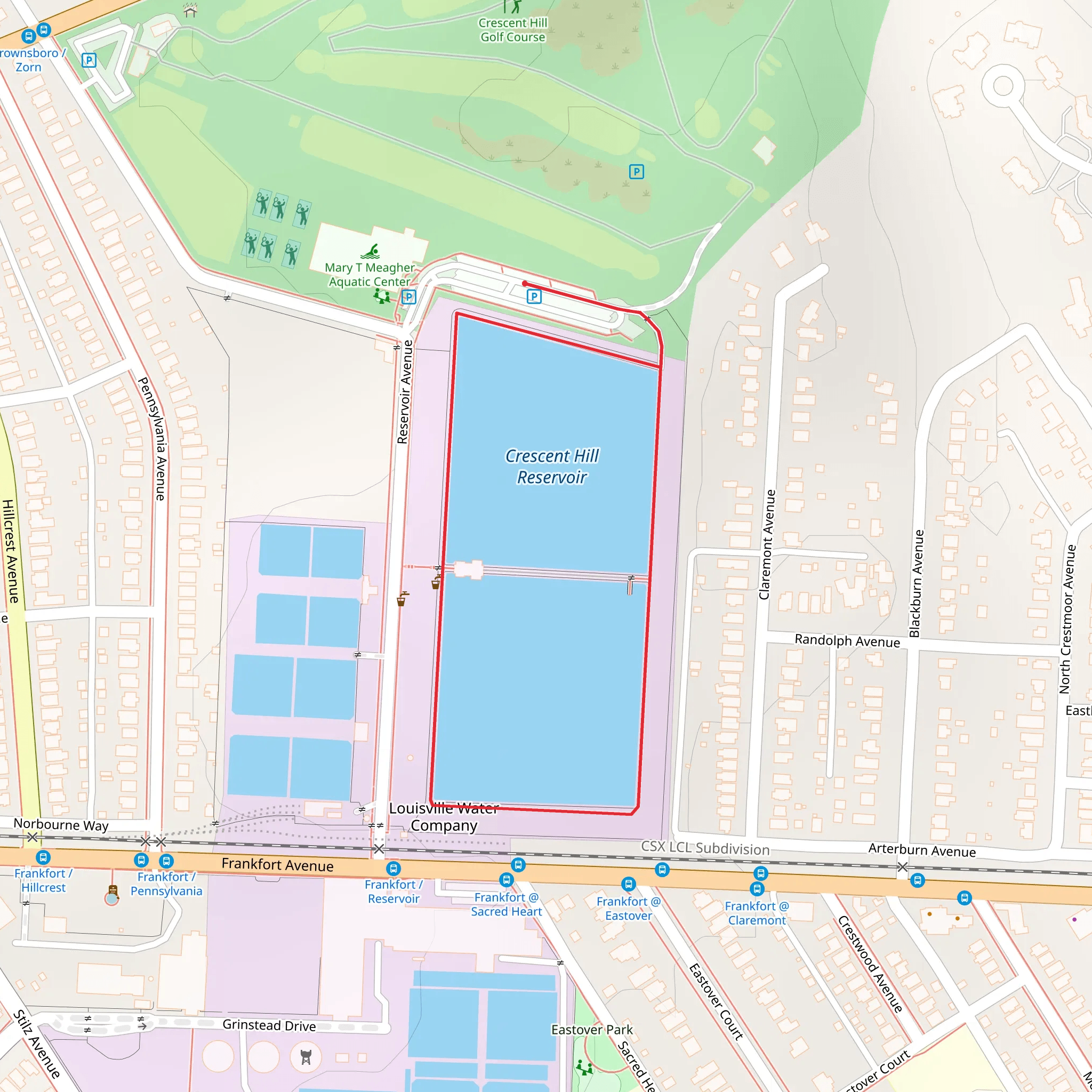 Crescent Hill Reservoir Loop mobile static map